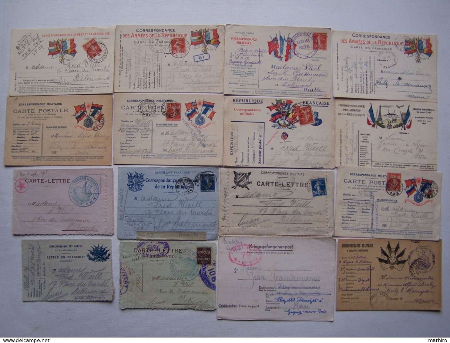 Carte Postale Militaire- Correspondance Des Armées De La République - Lot De 47 Cartes - 1914-18