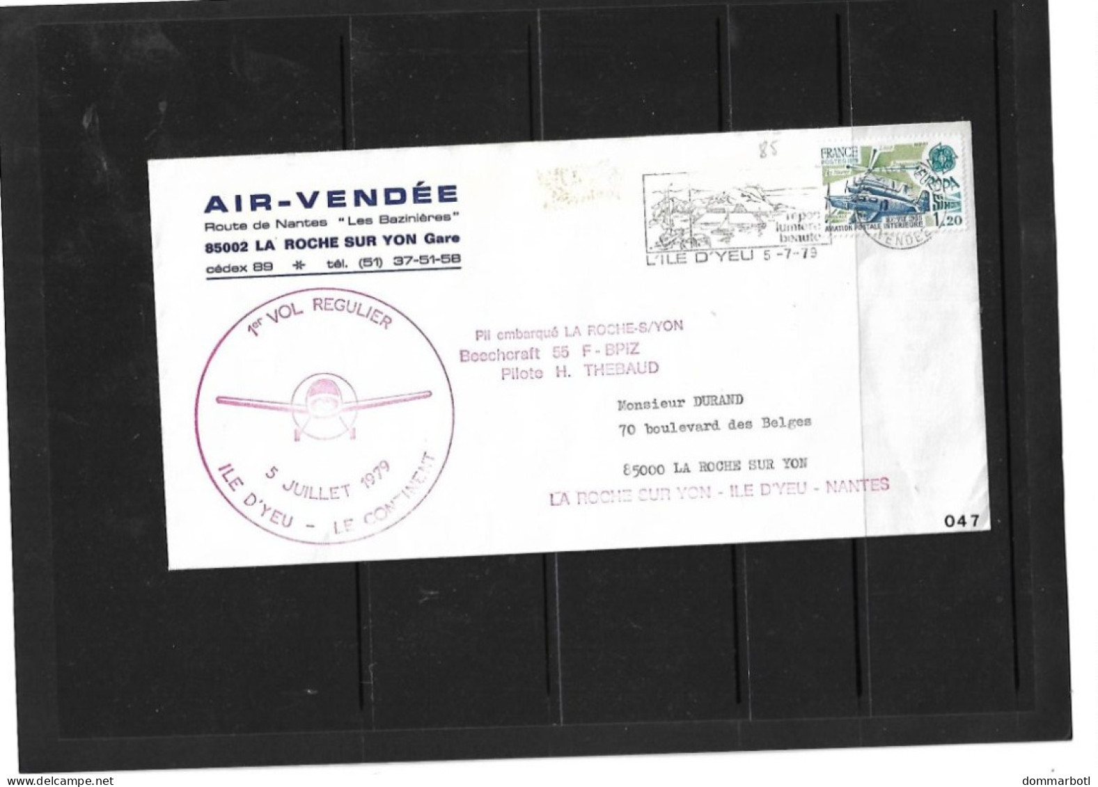 Air Vendée ,pilote: H. Thebaud - 1960-.... Storia Postale