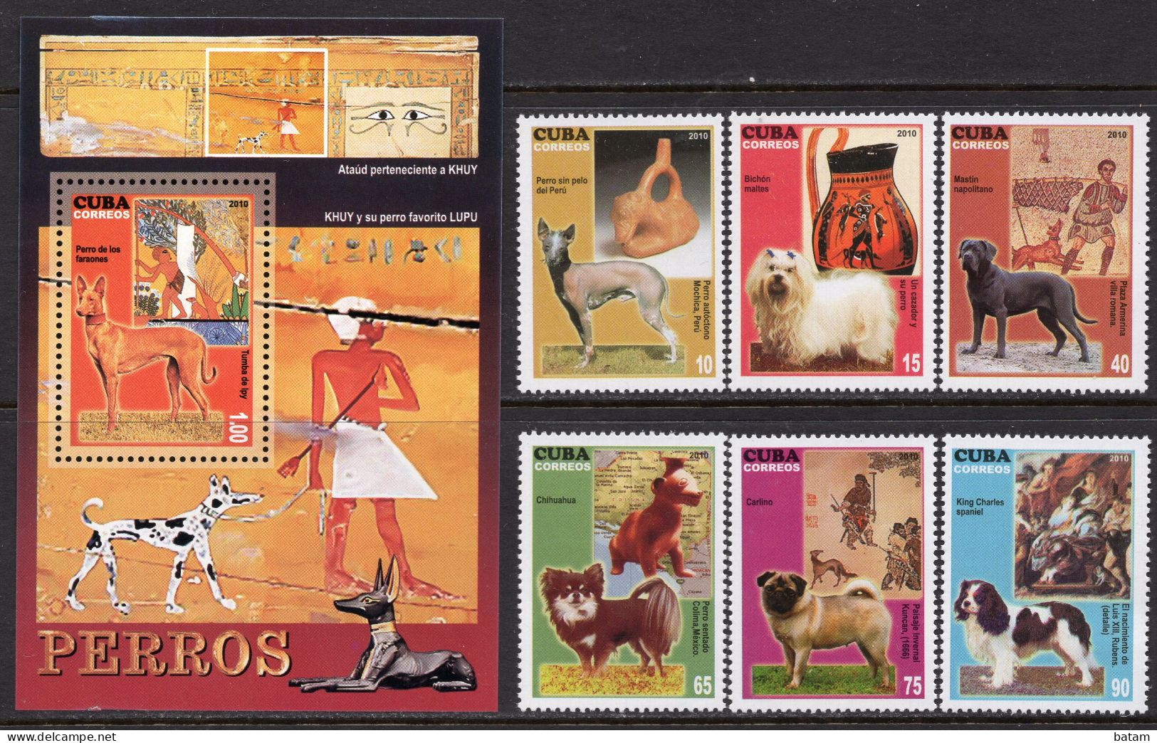 Cuba 2010 - Art - Dogs - MNH Set + Souvenir Sheet - Unused Stamps