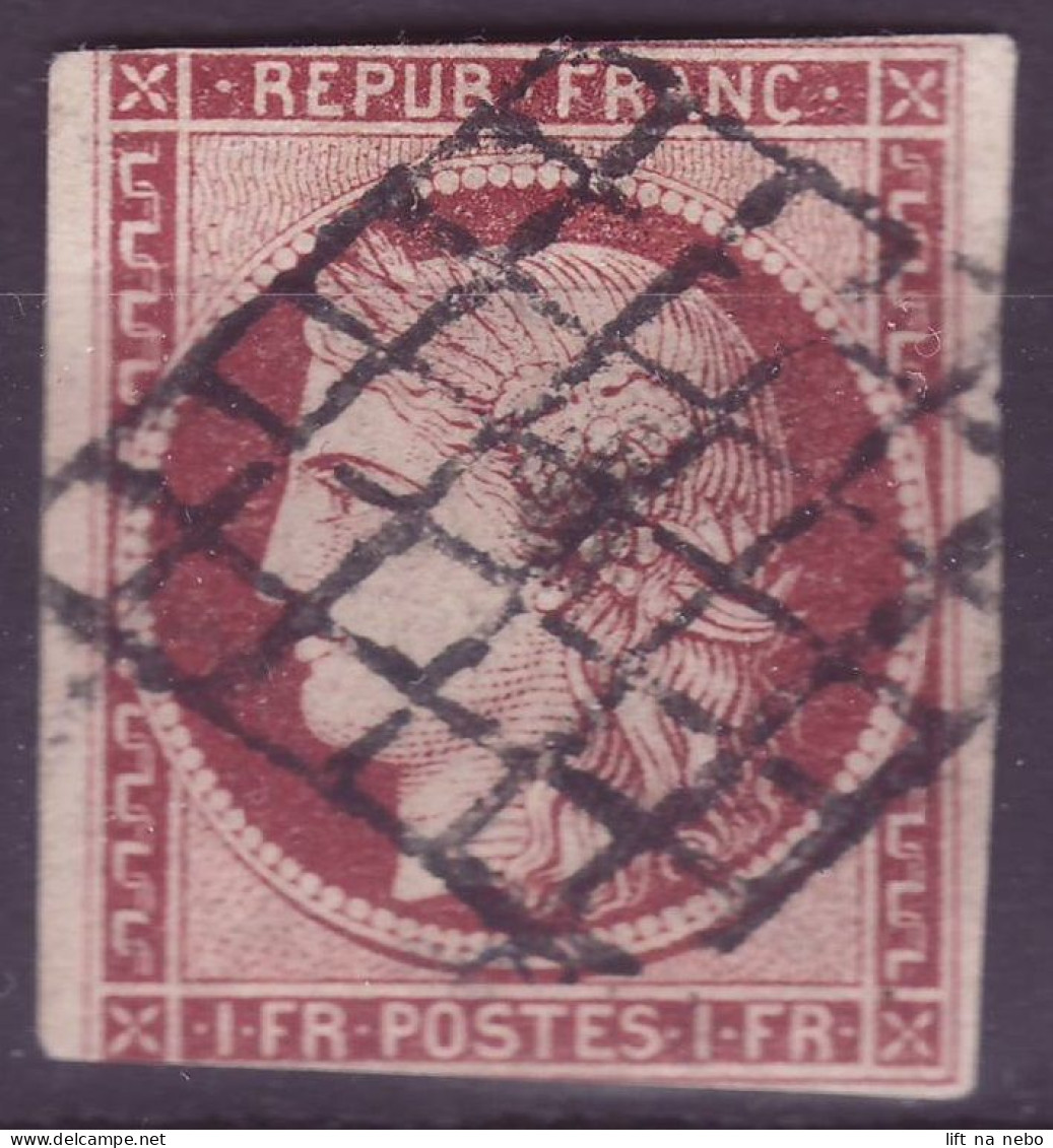 FRANCE 1849-50 Cérès 1 Fr YT N°6 Oblitéré - 1849-1850 Cérès