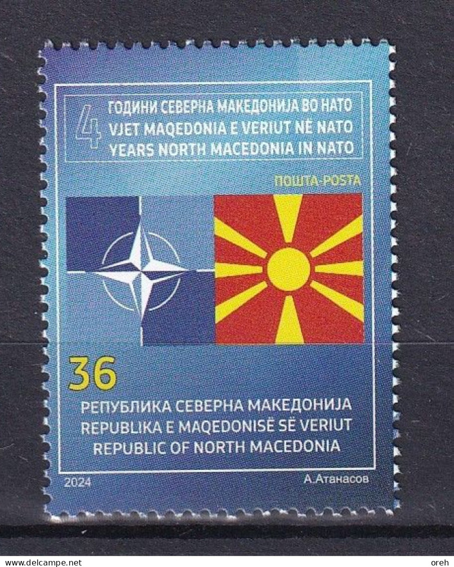 MACEDONIA NORTH 2024,4 YEARS MACEDONIA IN NATO,FLAG,,MNH - Macedonia Del Nord