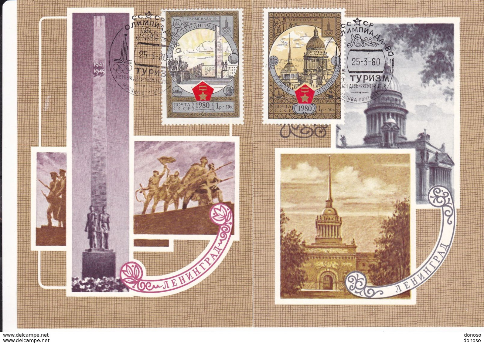 URSS 1980 2 Cartes Maximum Jeux Olympiques De Moscou Yvert 4681-4682 - Cartoline Maximum