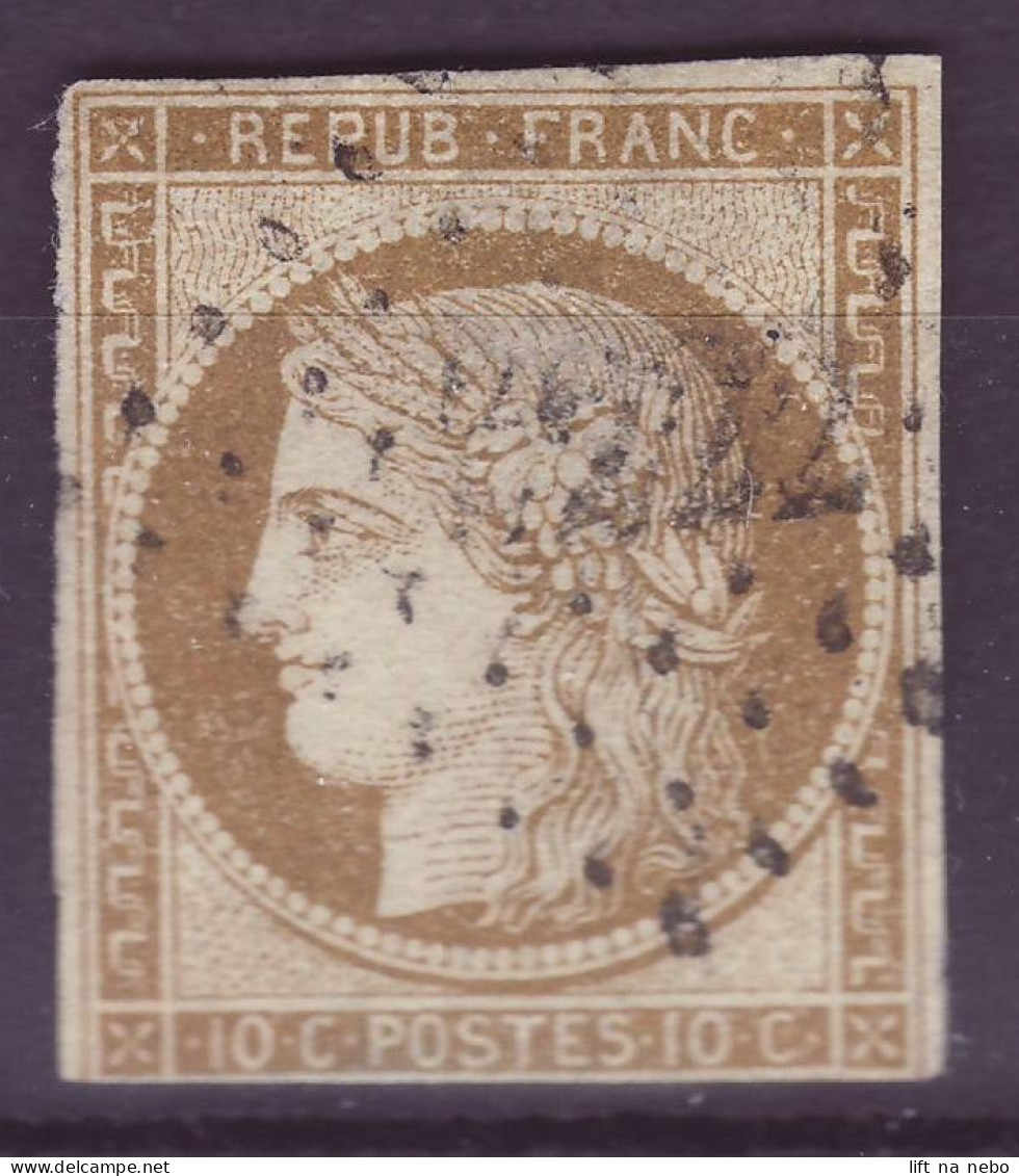 FRANCE 1849-50 Cérès 10 C Bistre-jeune YT N°1 Oblitéré - 1849-1850 Ceres