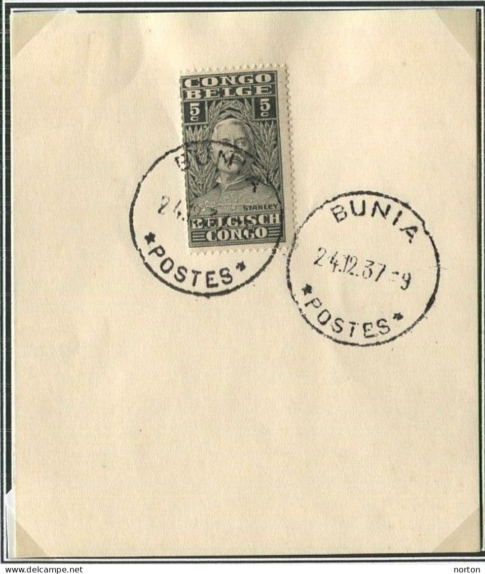Congo Bunia Oblit. Keach 7A1-Dmyt Sur C.O.B. 135 Sur Papier Libre Le 24/12/1937 - Brieven En Documenten