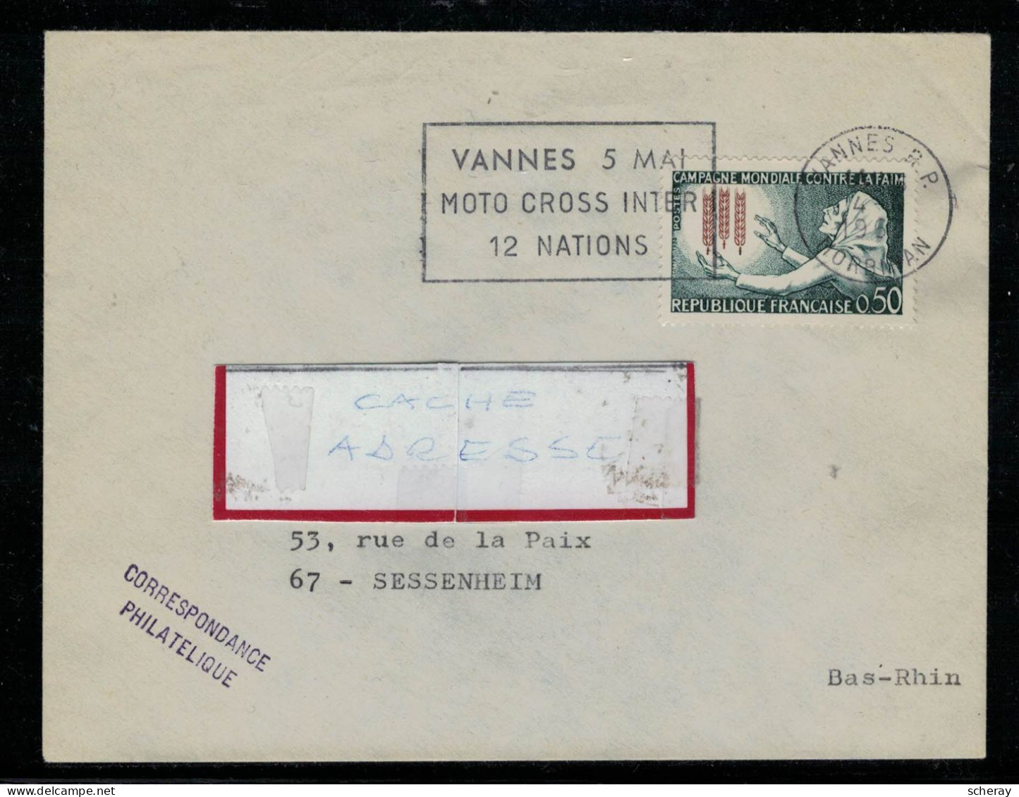 YT 1379 SSL/ FAG VANNES 4/1963 MOTOCROSS 12 NATIONS 5 MAI - Mechanical Postmarks (Advertisement)