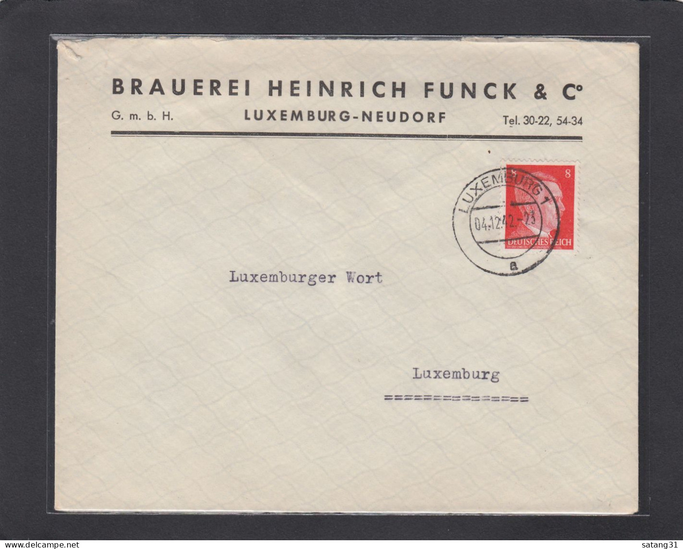 BRAUEREI HENRI FUNCK, LUXEMBURG. - 1940-1944 Occupation Allemande