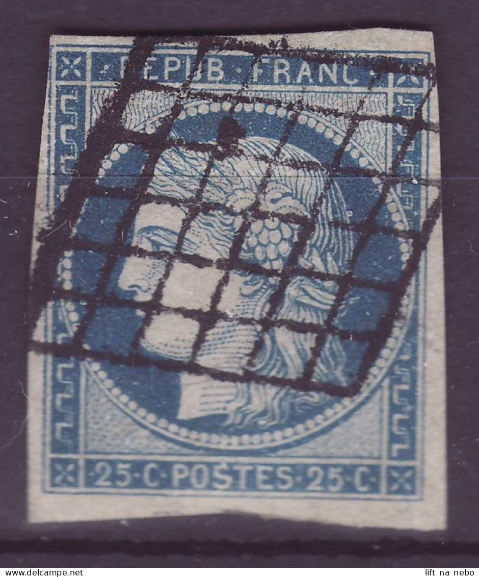 FRANCE 1849-50 Cérès 25 C Bleu YT N°4 Oblitéré - 1849-1850 Ceres