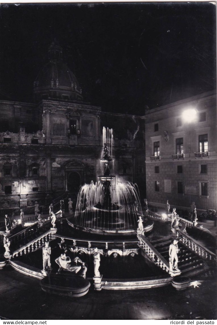 Cartolina Palermo - Piazza Pretoria Di Notte - Palermo