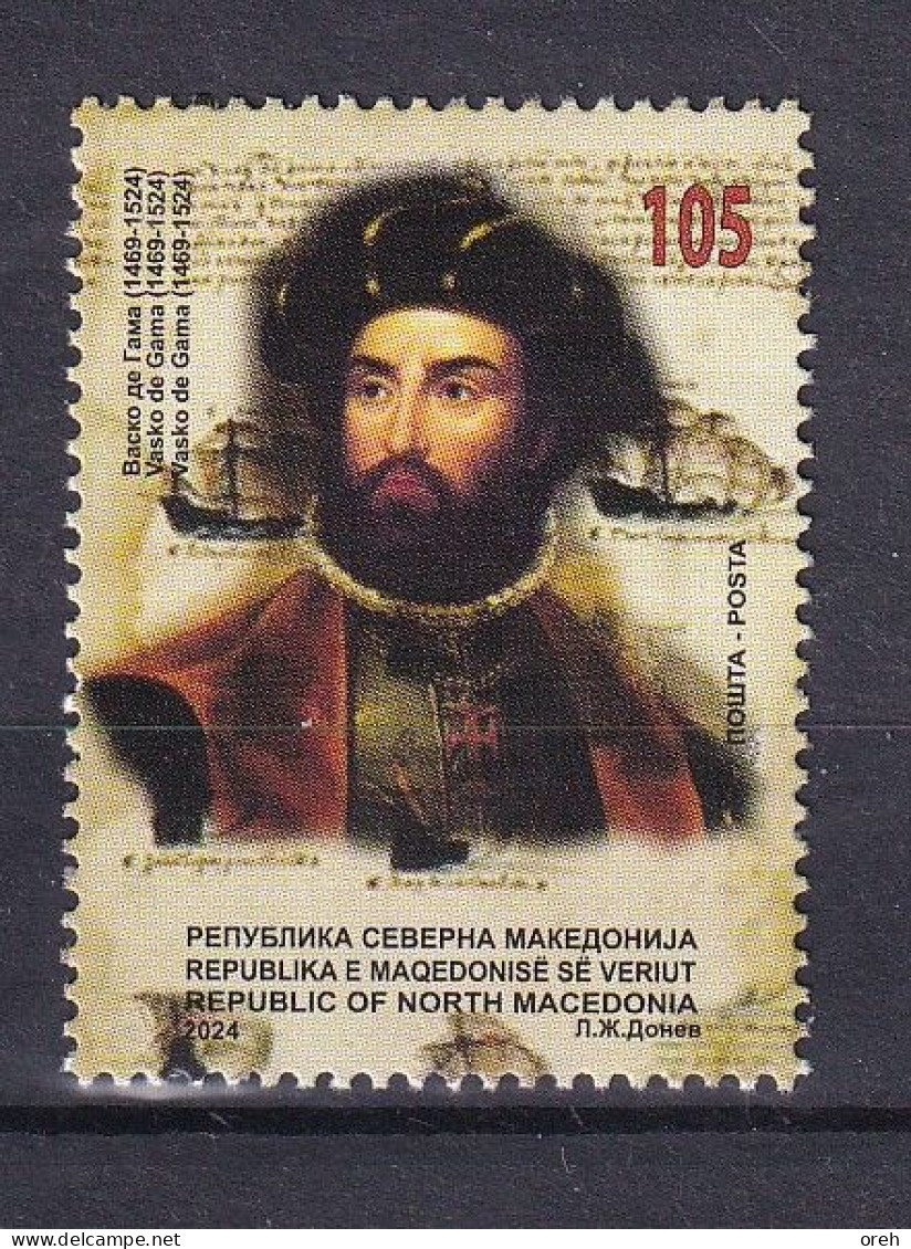 MACEDONIA NORTH 2024,VASCO DE GAMA,Navigator, Explorer, Famous People, Portugal,MNH - Macedonia Del Nord