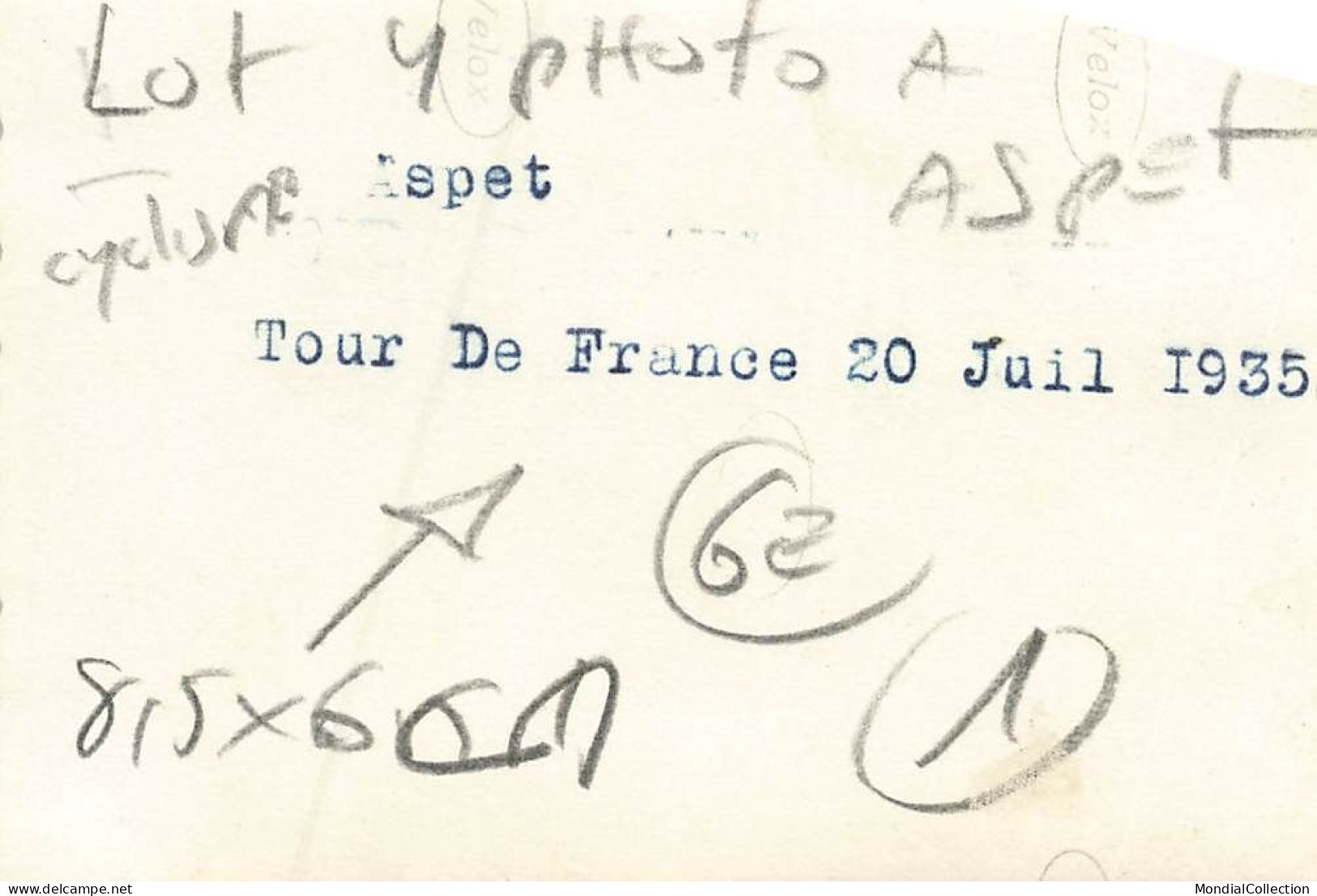 MIKI-BP7-004-CYCLISME CYCLISTES TOUR DE FRANCE COURSE ASPET JUILLET 1935 LOT 4 PHOTOS - Ciclismo
