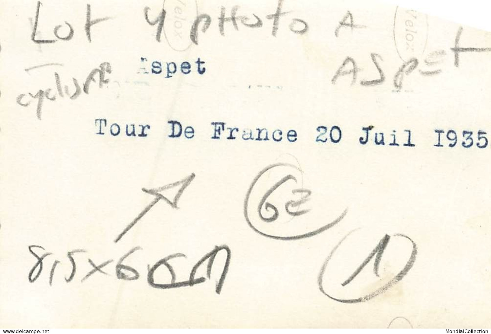 MIKI-BP7-004-CYCLISME CYCLISTES TOUR DE FRANCE COURSE ASPET JUILLET 1935 LOT 4 PHOTOS - Cyclisme