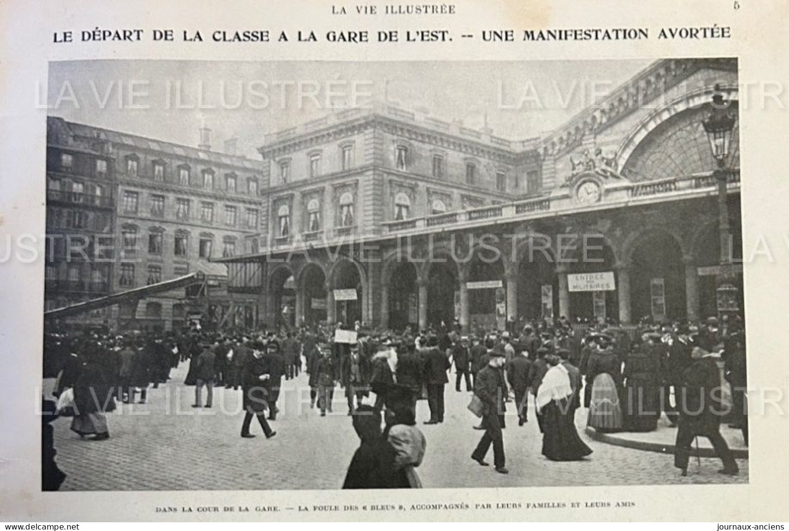 1905 CONSCRITS - LE DEPART DE LA CLASSE 1905 A LA GARE DE L'EST - UNE MANIFESTATION AVORTÉE - LA VIE ILLUSTRÉE - 1900 - 1949