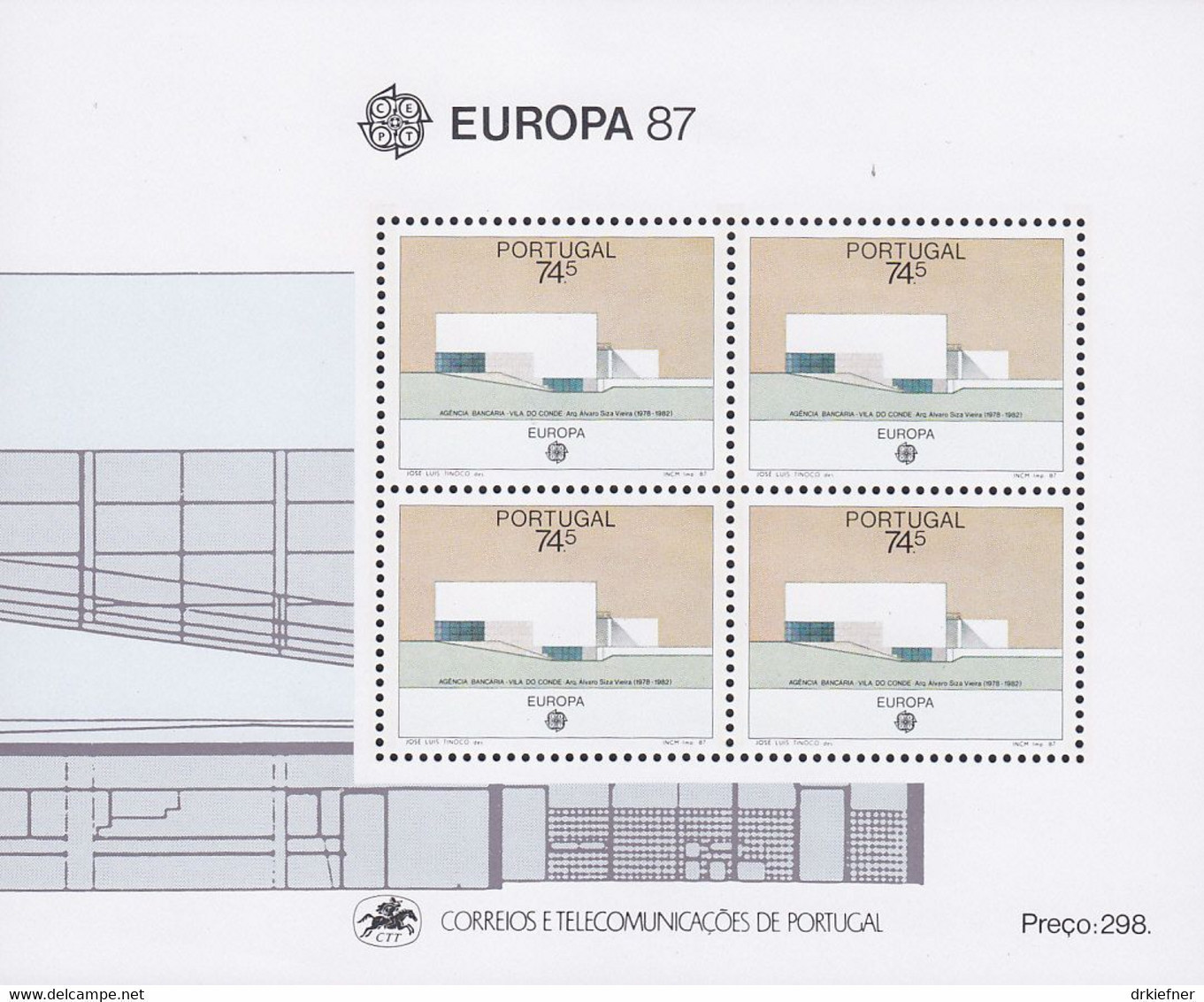 PORTUGAL Block 54, Postfrisch **, Europa CEPT: Moderne Architektur 1987 - Blocks & Sheetlets