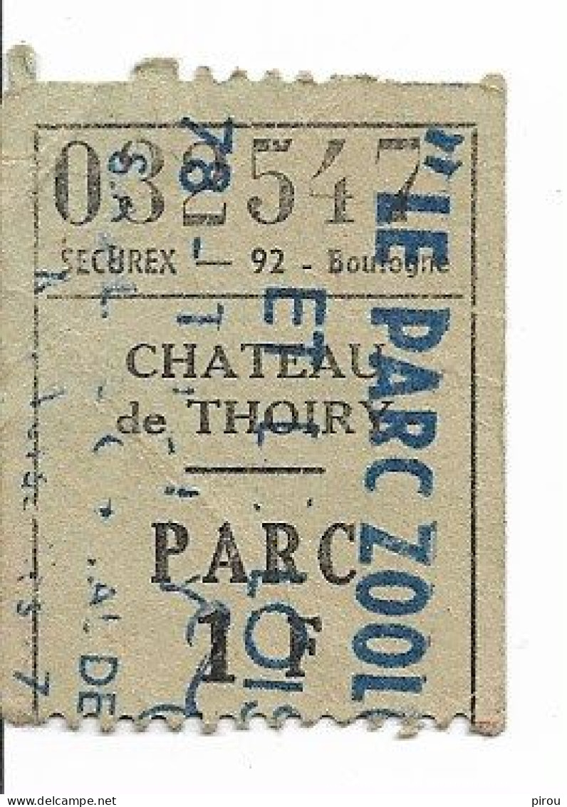 PARC ZOOLOGIQUE DE THOIRY 1968 - Eintrittskarten
