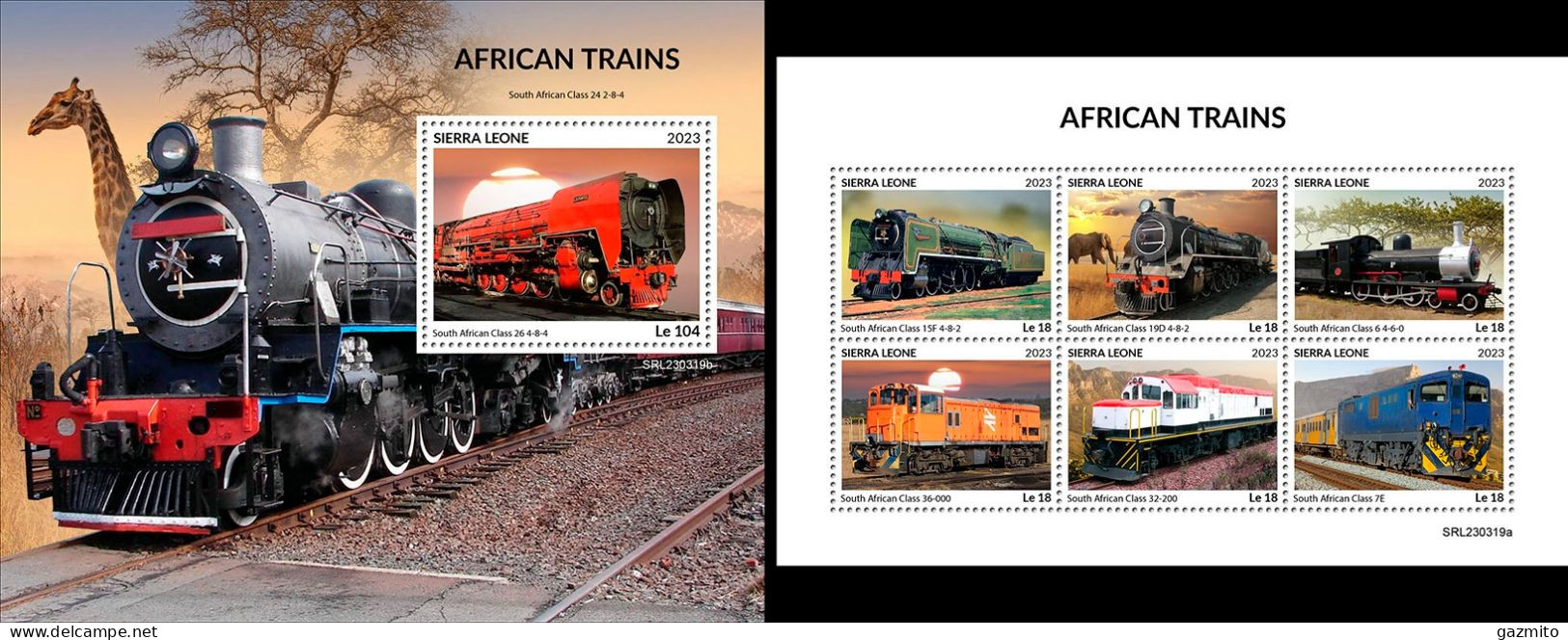 Sierra Leone 2023, Trains Of Africa, 4val In BF +BF - Trains