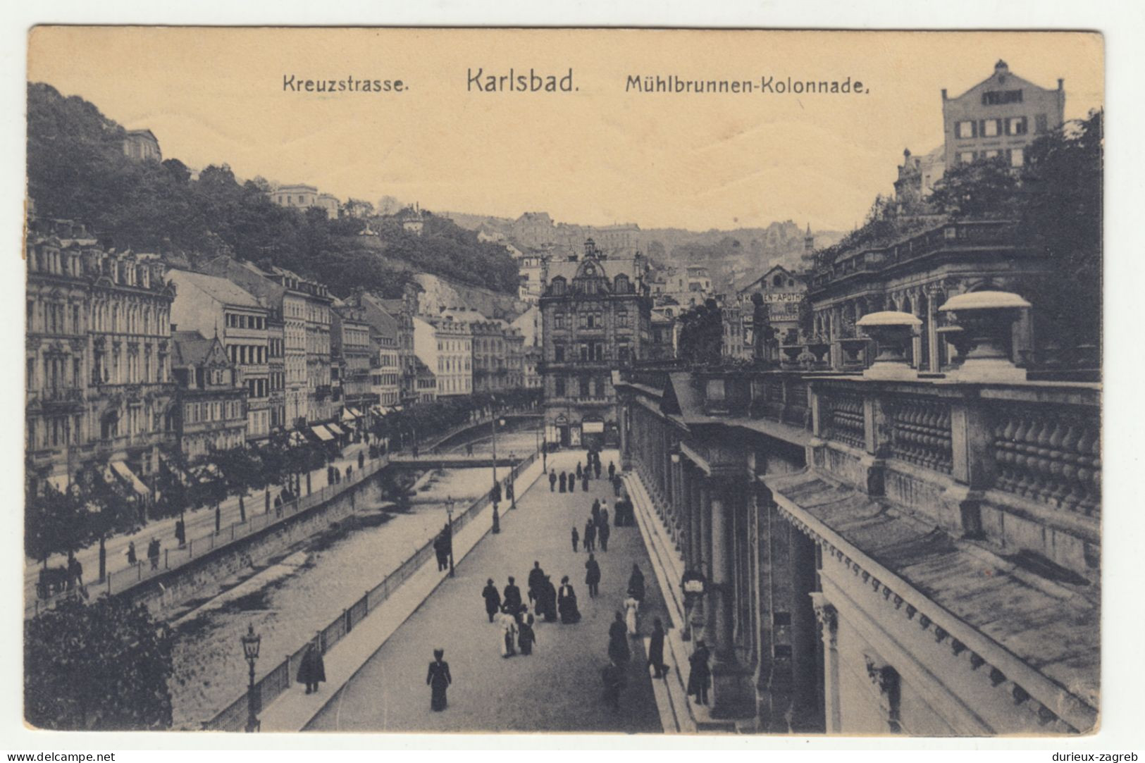 Karlsbad Kreuzstrasse Old Postcard Posted 1914 B240503 - Czech Republic