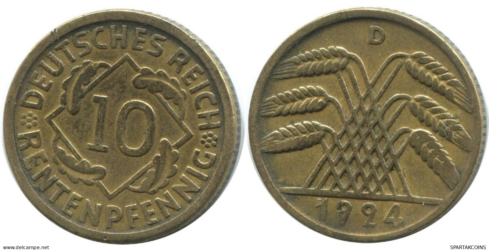 10 RENTENPFENNIG 1924 D ALLEMAGNE Pièce GERMANY #AE353.F.A - 10 Rentenpfennig & 10 Reichspfennig