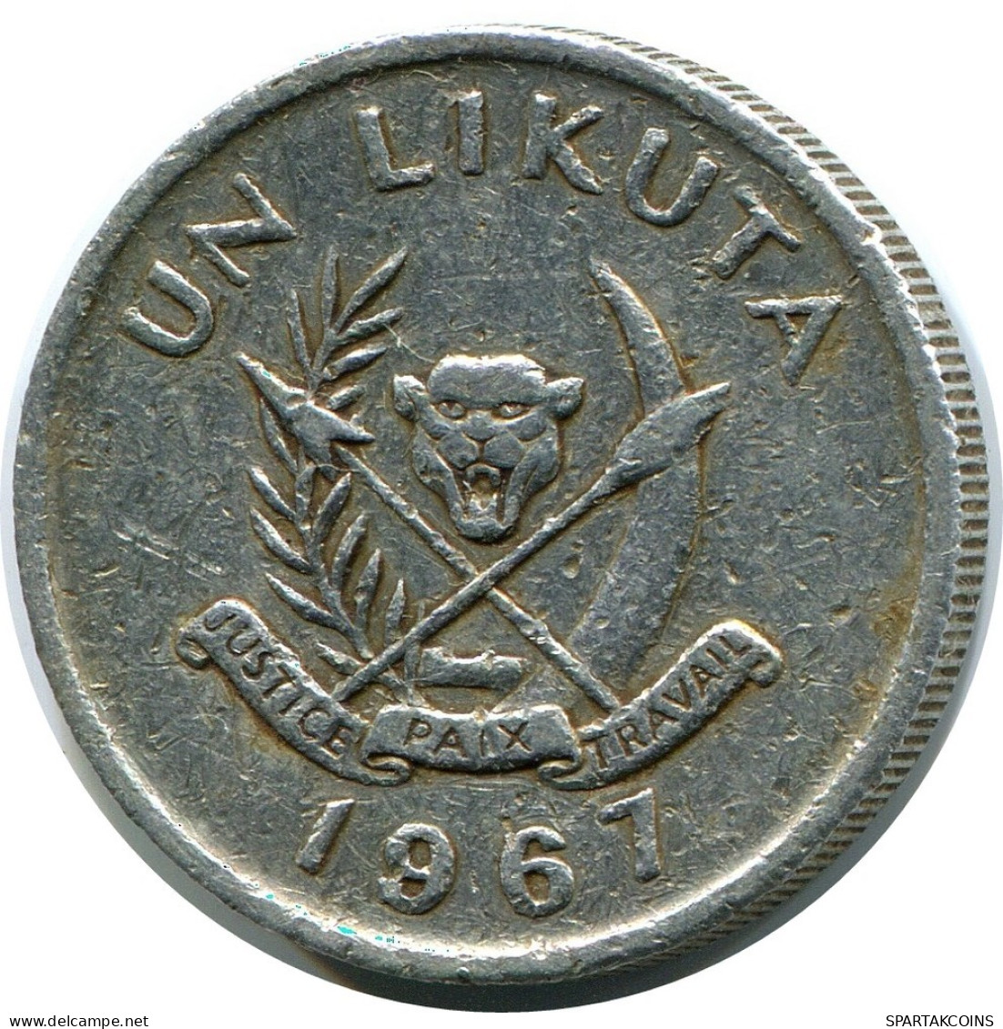 1 LIKUTA 1967 CONGO Coin #AP852.U.A - Congo (República Democrática 1964-70)