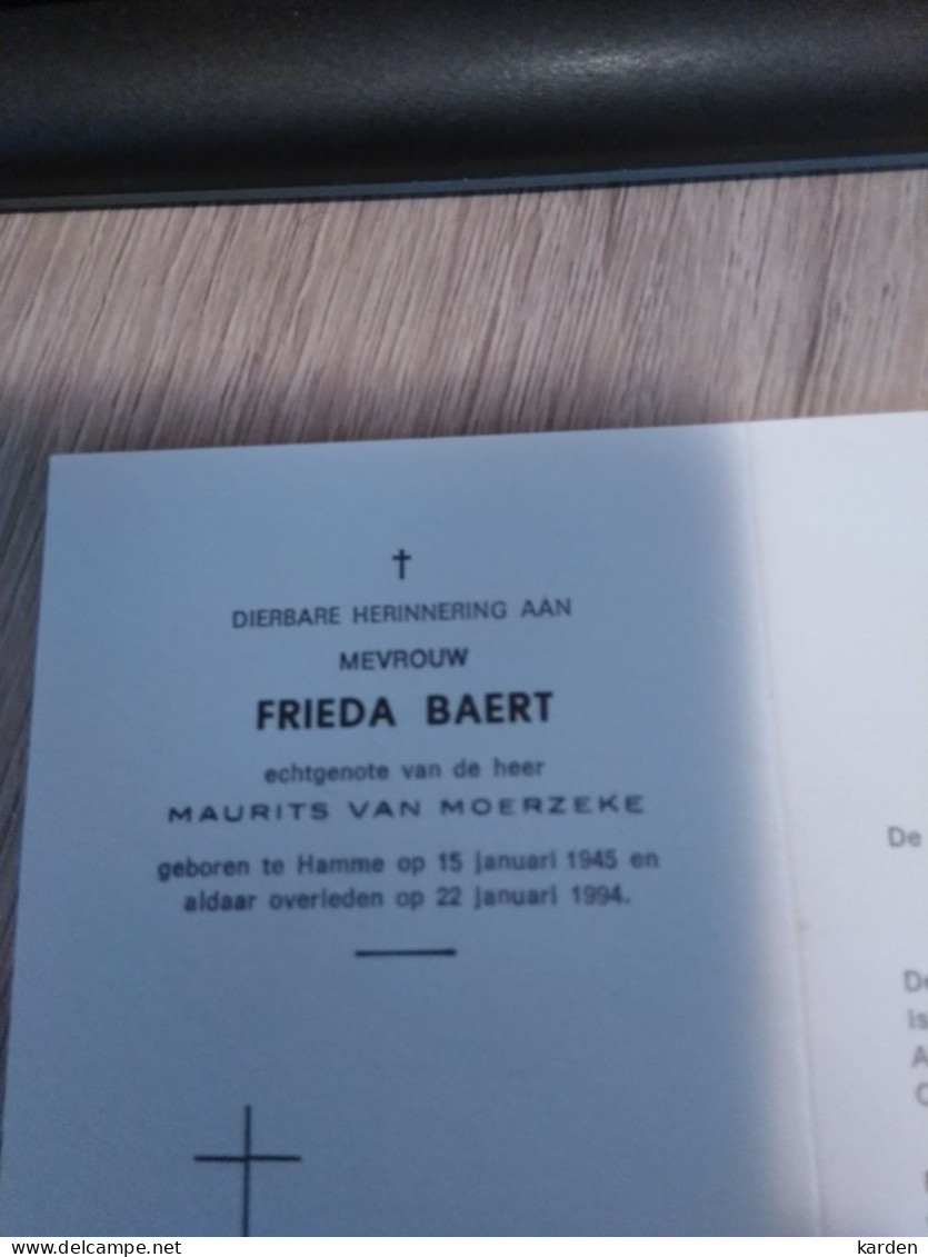 Doodsprentje Frieda Baert / Hamme 15/1/1945 - 22/1/1994 ( Maurits Van Moerzeke ) - Religion & Esotérisme