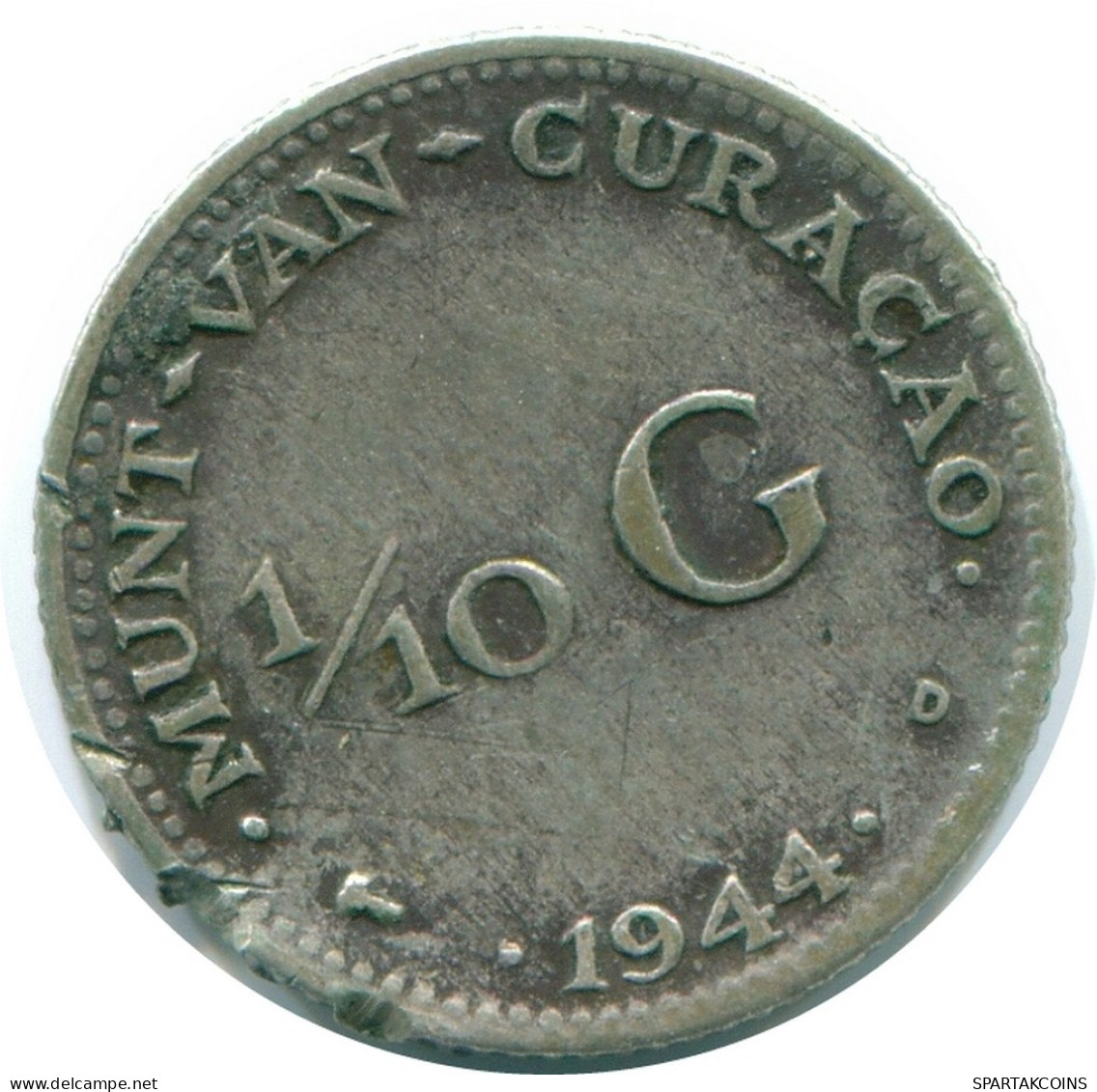 1/10 GULDEN 1944 CURACAO NÉERLANDAIS NETHERLANDS ARGENT Colonial Pièce #NL11792.3.F.A - Curacao