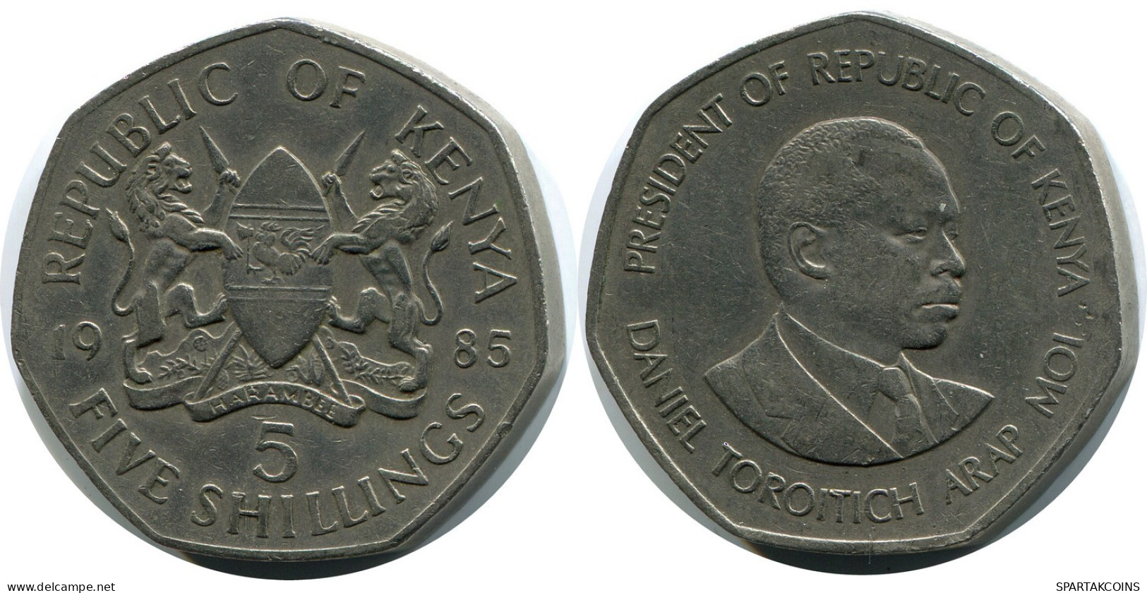 5 SHILLINGS 1985 KENYA Moneda #AR855.E.A - Kenya