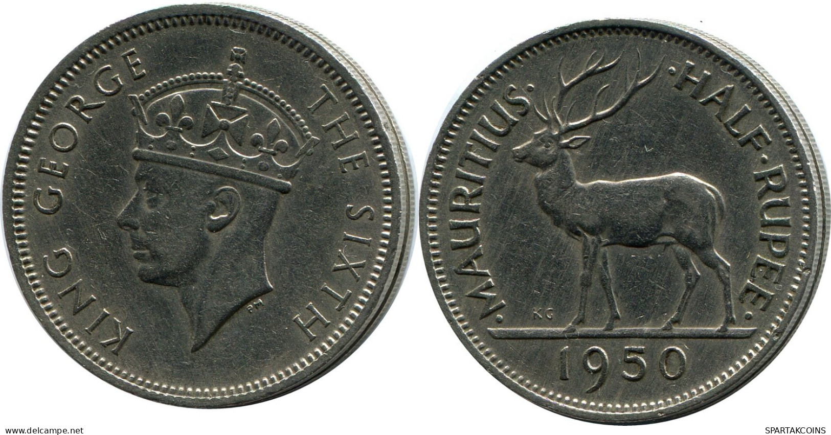 1/2 RUPEE 1950 MAURITIUS Münze #AP904.D.A - Maurice