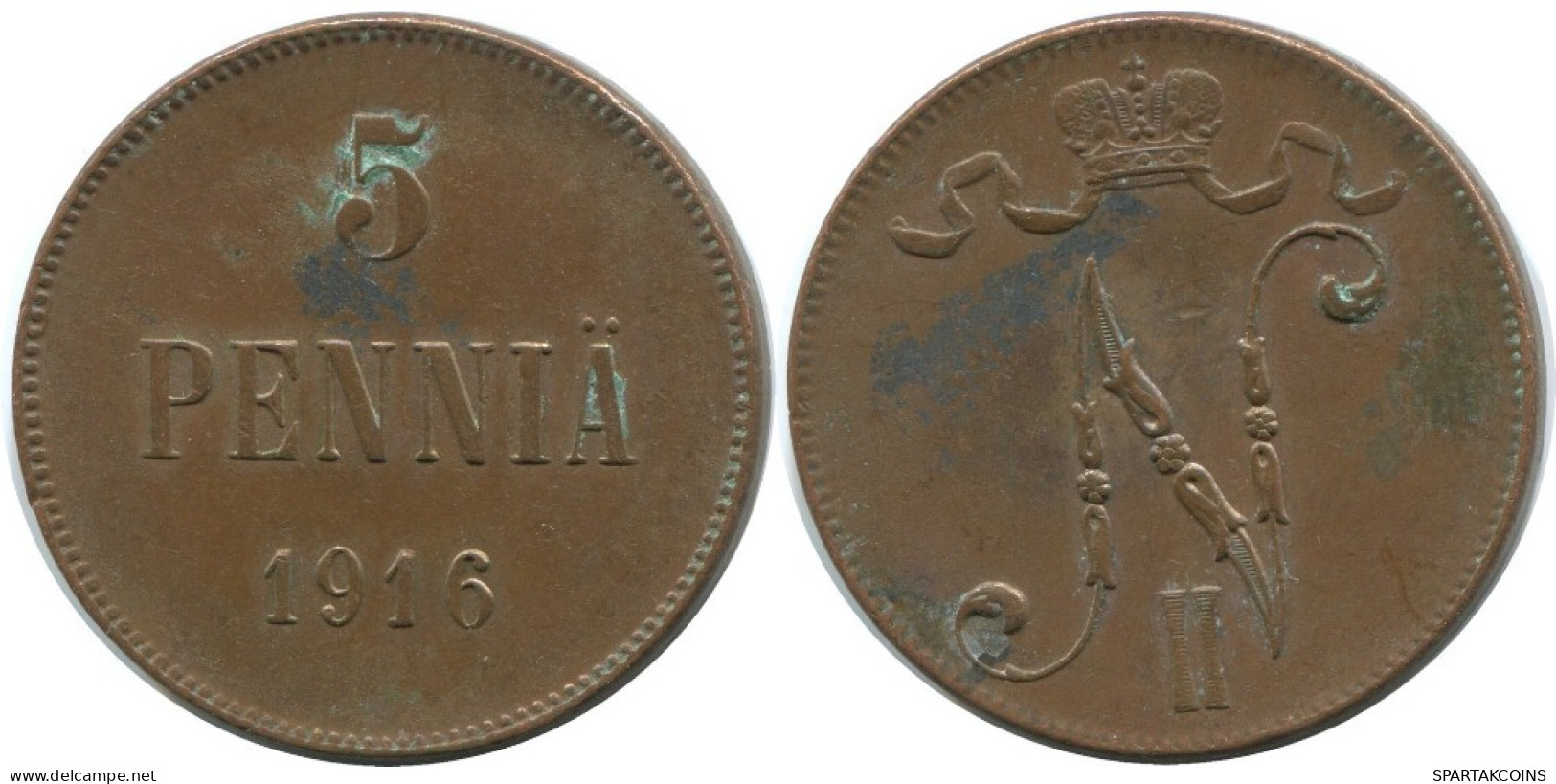 5 PENNIA 1916 FINLANDIA FINLAND Moneda RUSIA RUSSIA EMPIRE #AB184.5.E.A - Finland