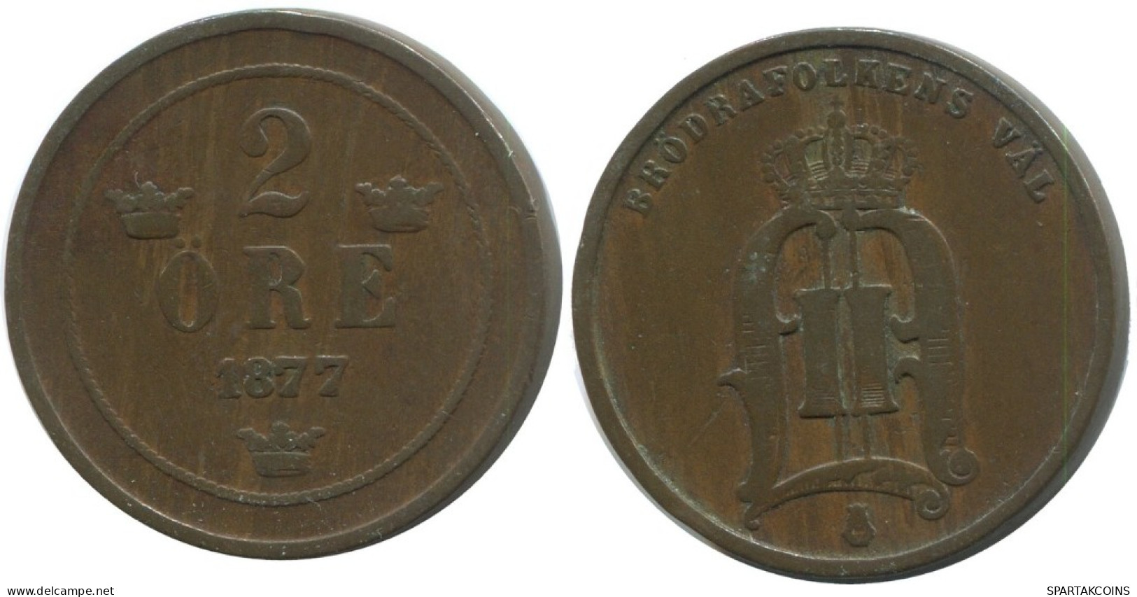 2 ORE 1877 SUECIA SWEDEN Moneda #AC950.2.E.A - Sweden