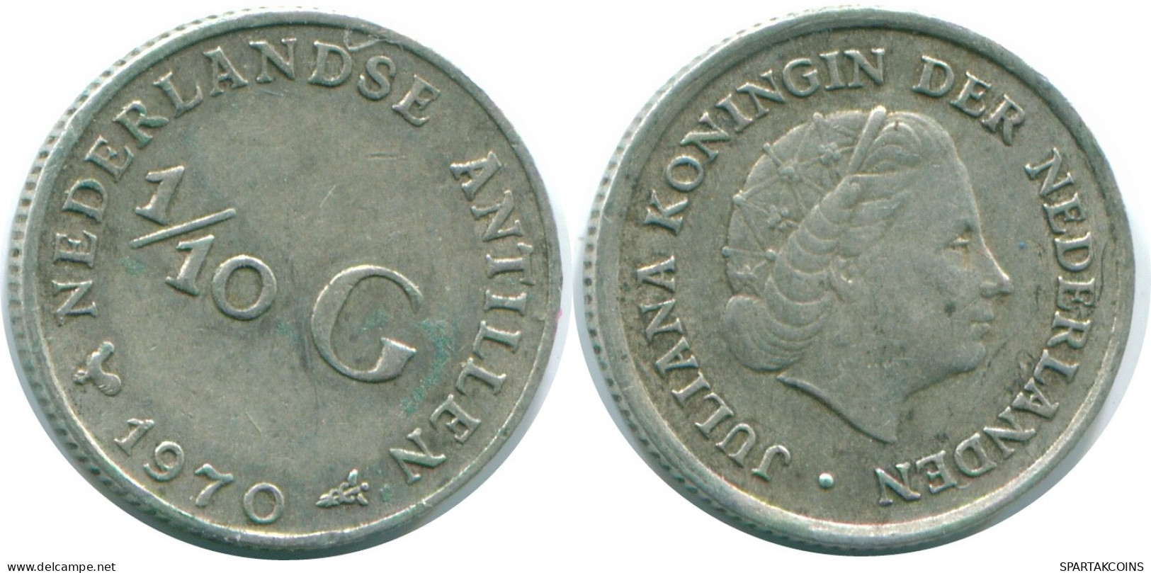 1/10 GULDEN 1970 NIEDERLÄNDISCHE ANTILLEN SILBER Koloniale Münze #NL13097.3.D.A - Niederländische Antillen