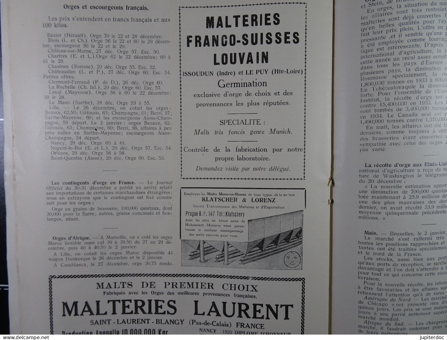 Le Petit Journal Du Brasseur N° 1806 De 1935 Pages 2 à 24 Brasserie Belgique Bières Publicité Matériel Brassage - 1900 - 1949