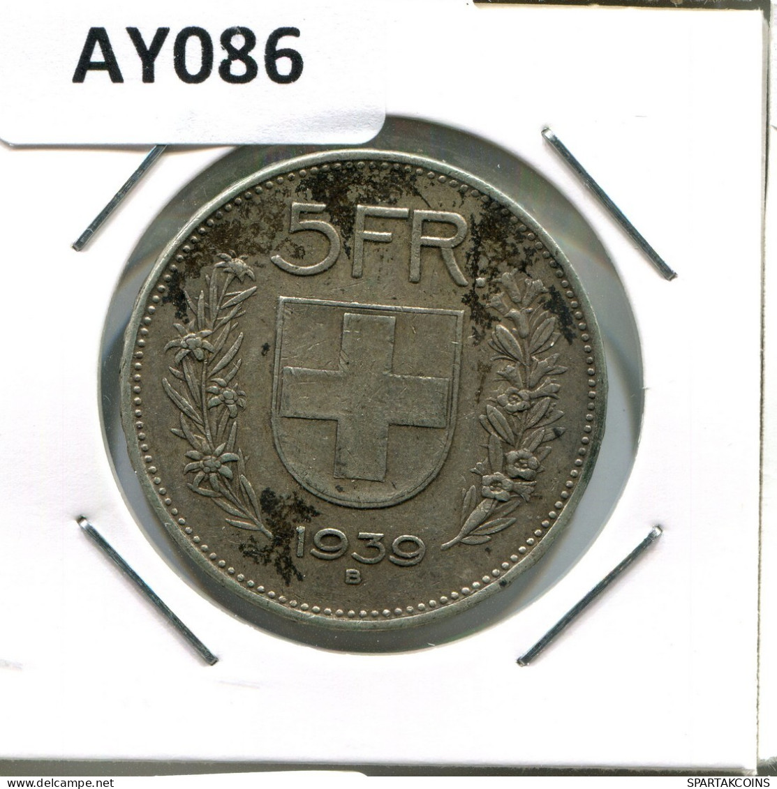 5 FRANCS 1939 B SUIZA SWITZERLAND Moneda PLATA #AY086.3.E.A - Otros & Sin Clasificación