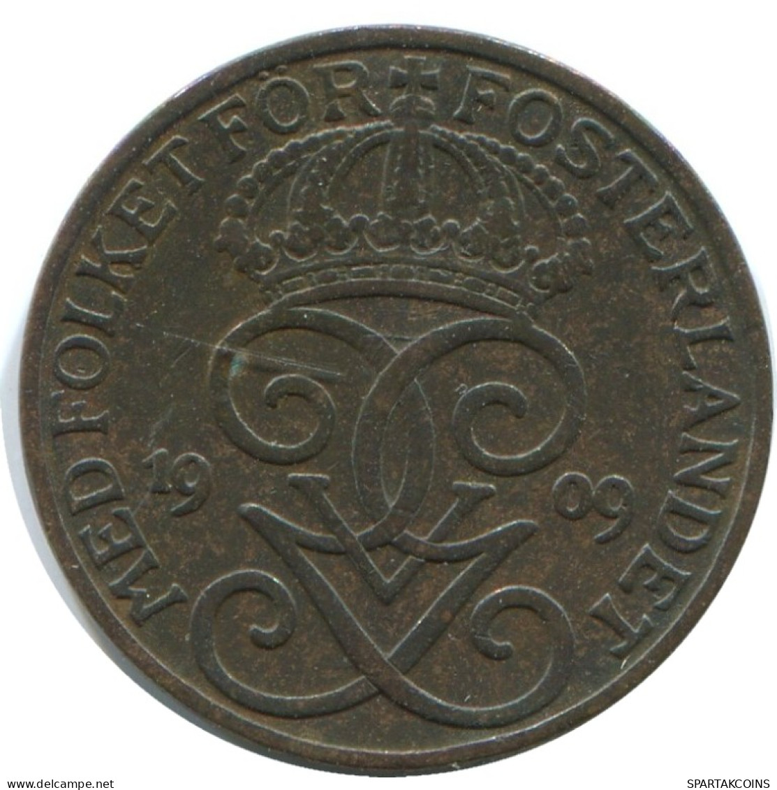 1 ORE 1909 SWEDEN Coin #AD217.2.U.A - Sweden