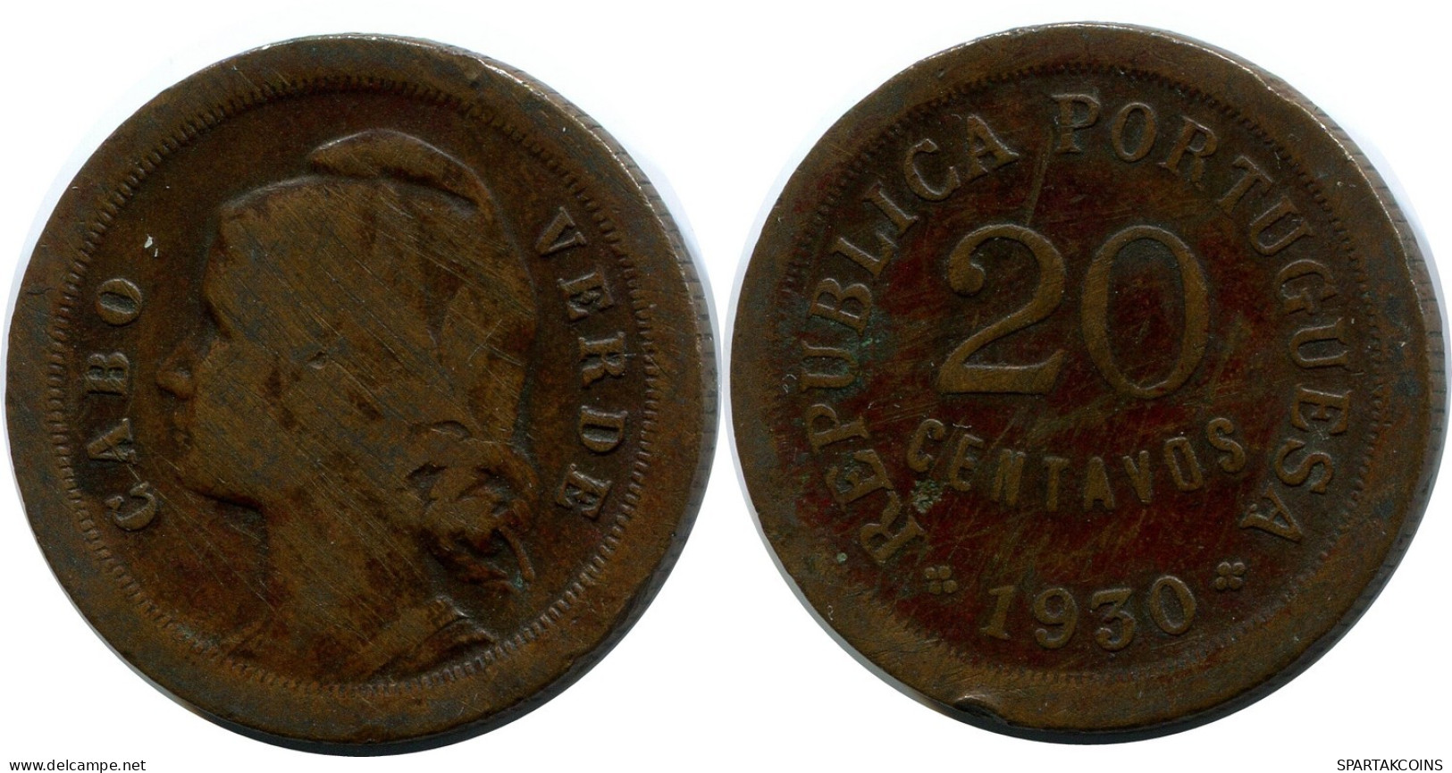 20 CENTAVOS 1930 CABO VERDE Coin #AP856.U.A - Autres – Afrique