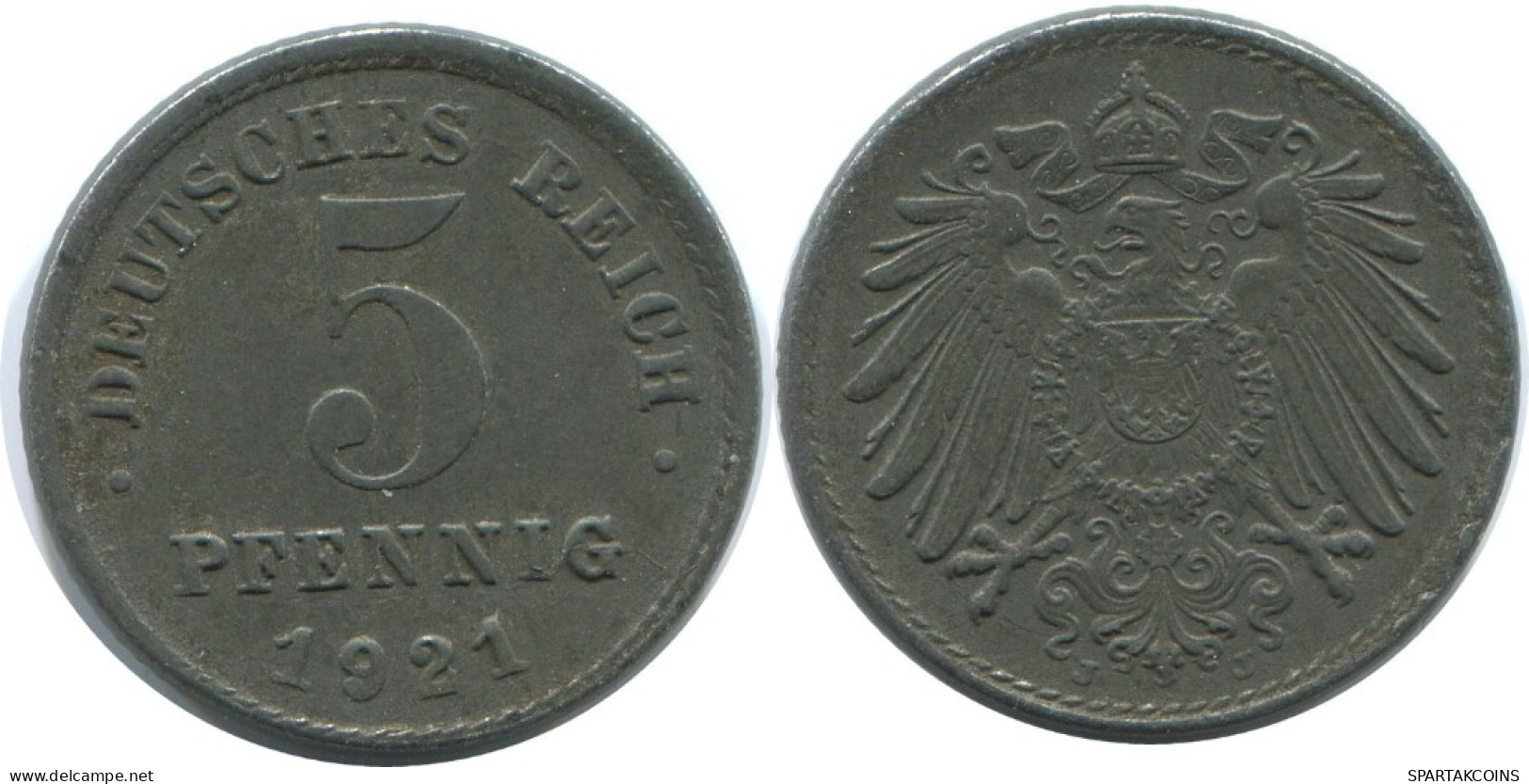 5 PFENNIG 1921 J ALLEMAGNE Pièce GERMANY #AE310.F.A - 5 Rentenpfennig & 5 Reichspfennig