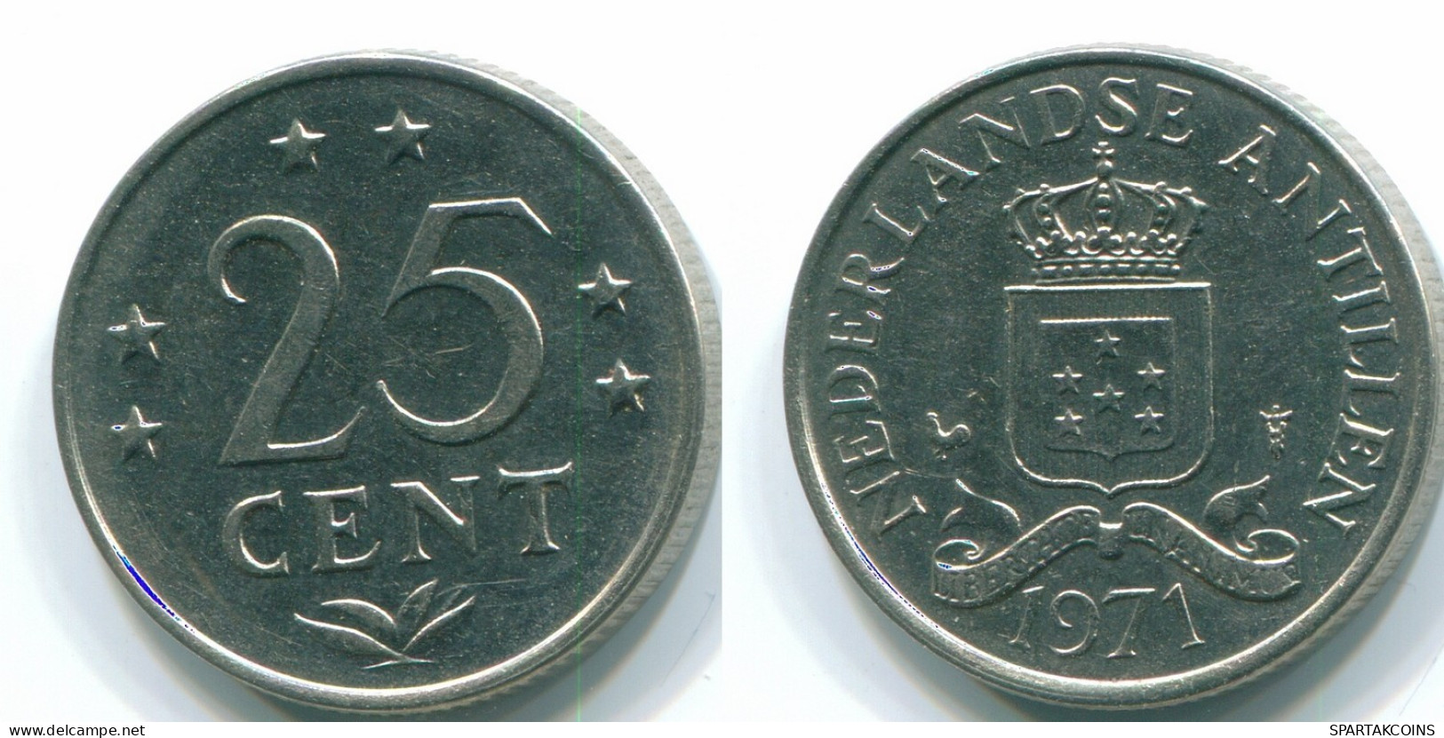 25 CENTS 1971 NIEDERLÄNDISCHE ANTILLEN Nickel Koloniale Münze #S11487.D.A - Antillas Neerlandesas