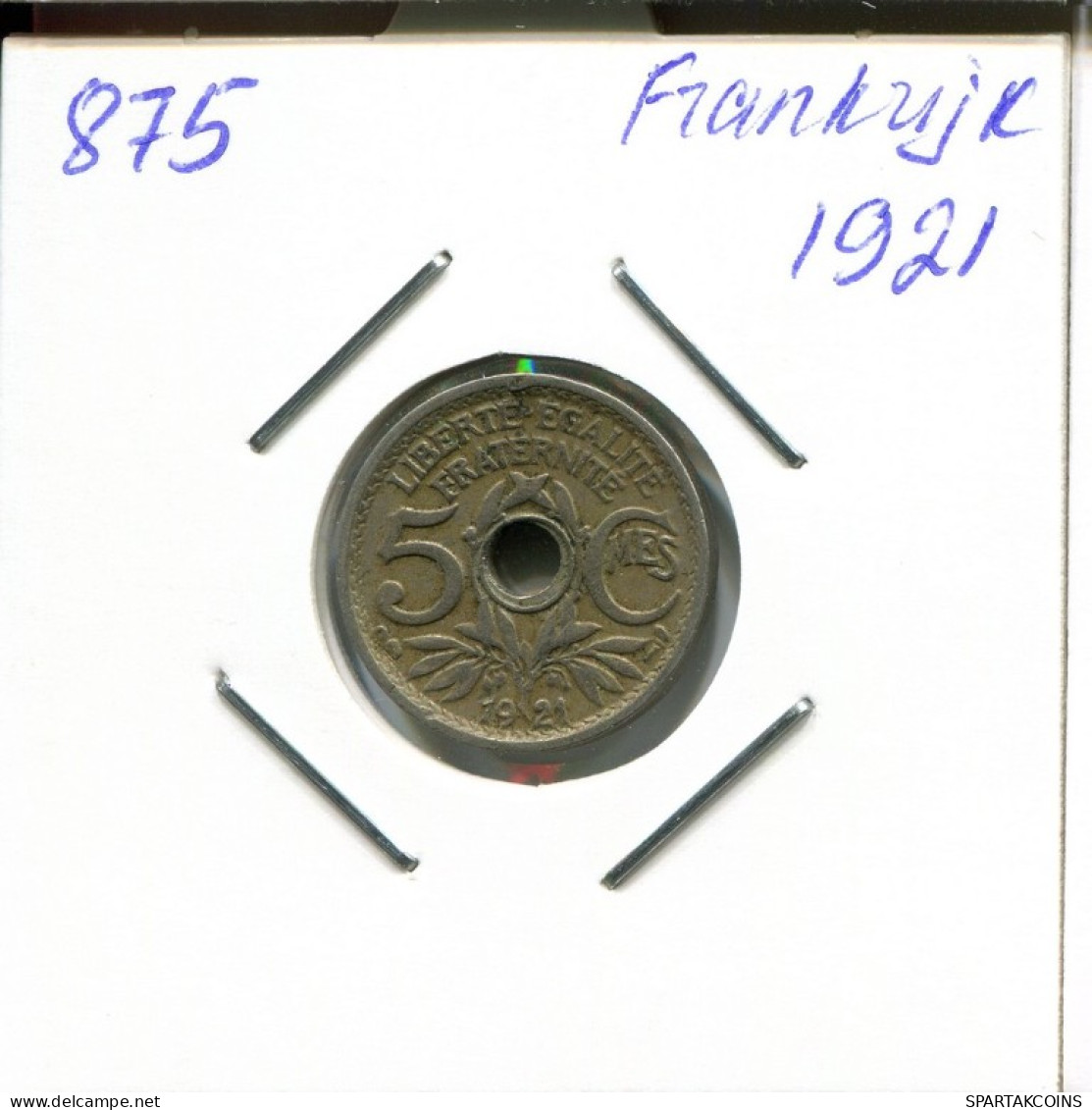 5 CENTIMES 1921 FRANCIA FRANCE Moneda #AM984.E.A - 5 Centimes