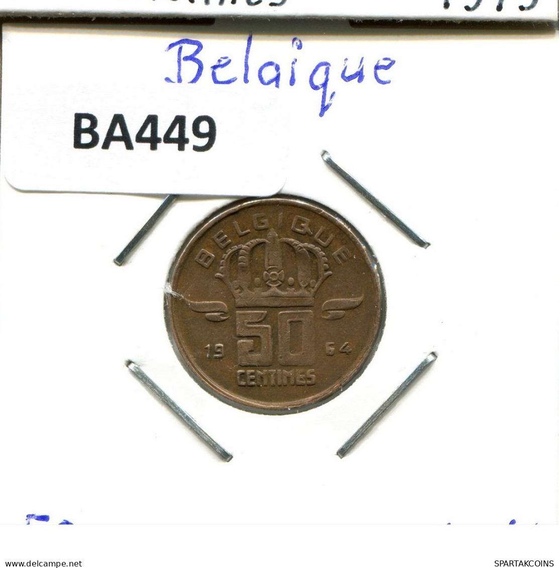 50 CENTIMES 1964 FRENCH Text BELGIQUE BELGIUM Pièce #BA449.F.A - 50 Cents