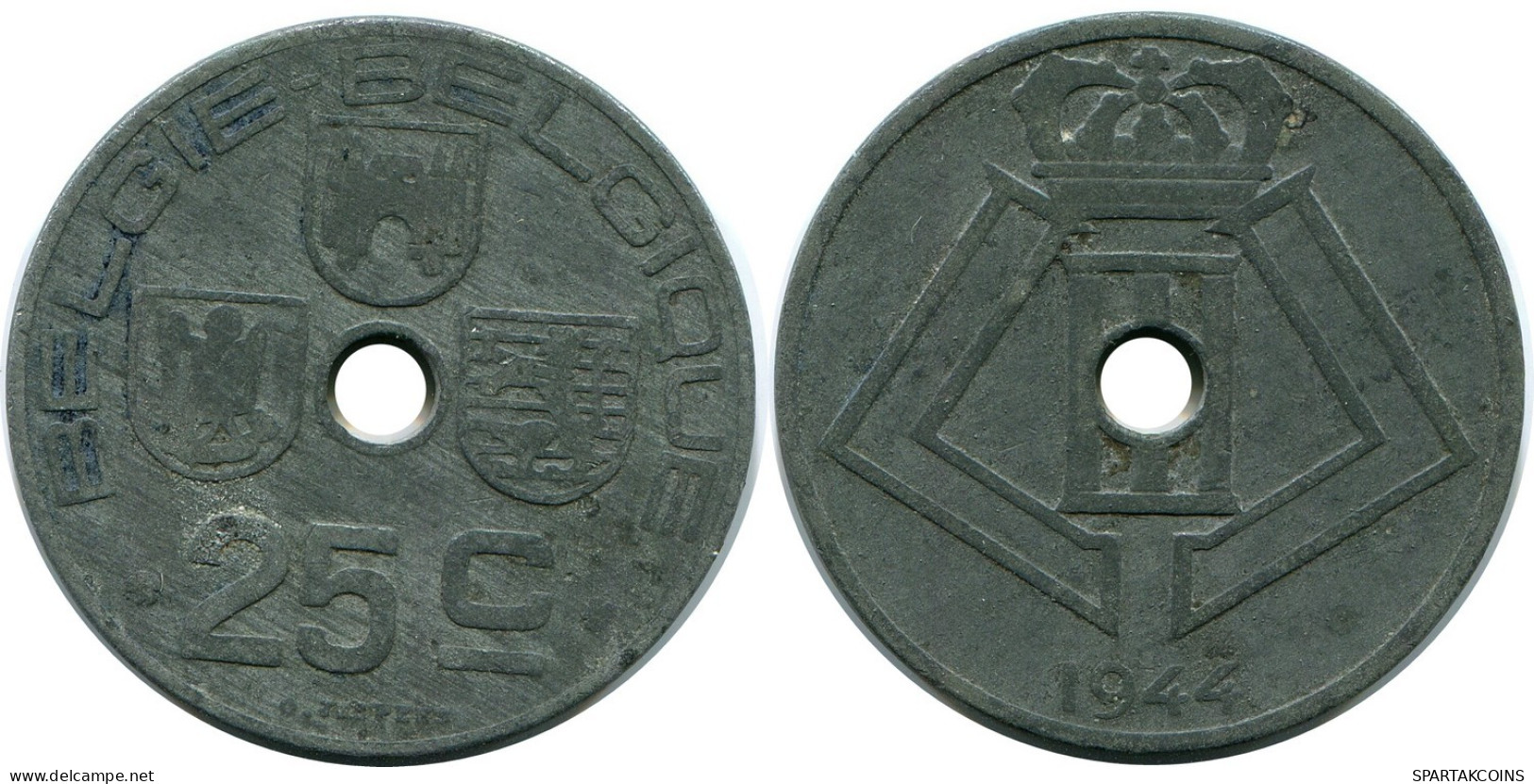25 CENTIMES 1944 Französisch Text BELGIEN BELGIUM Münze #BA422.D.A - 25 Cent