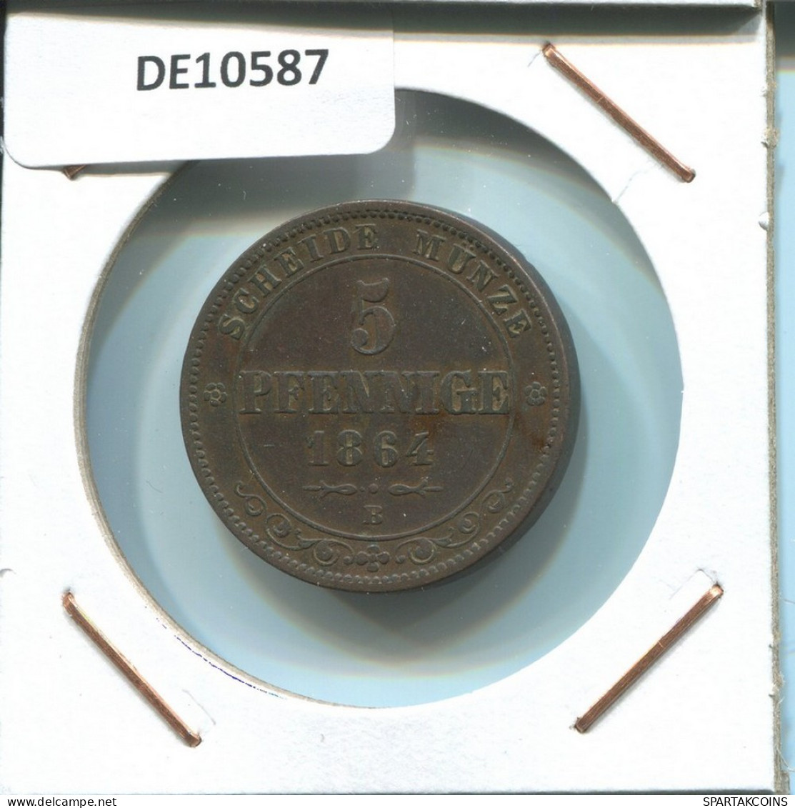 SAXONY 5 PFENNIG 1864 B Dresden Mint German States #DE10587.16.D.A - Andere & Zonder Classificatie