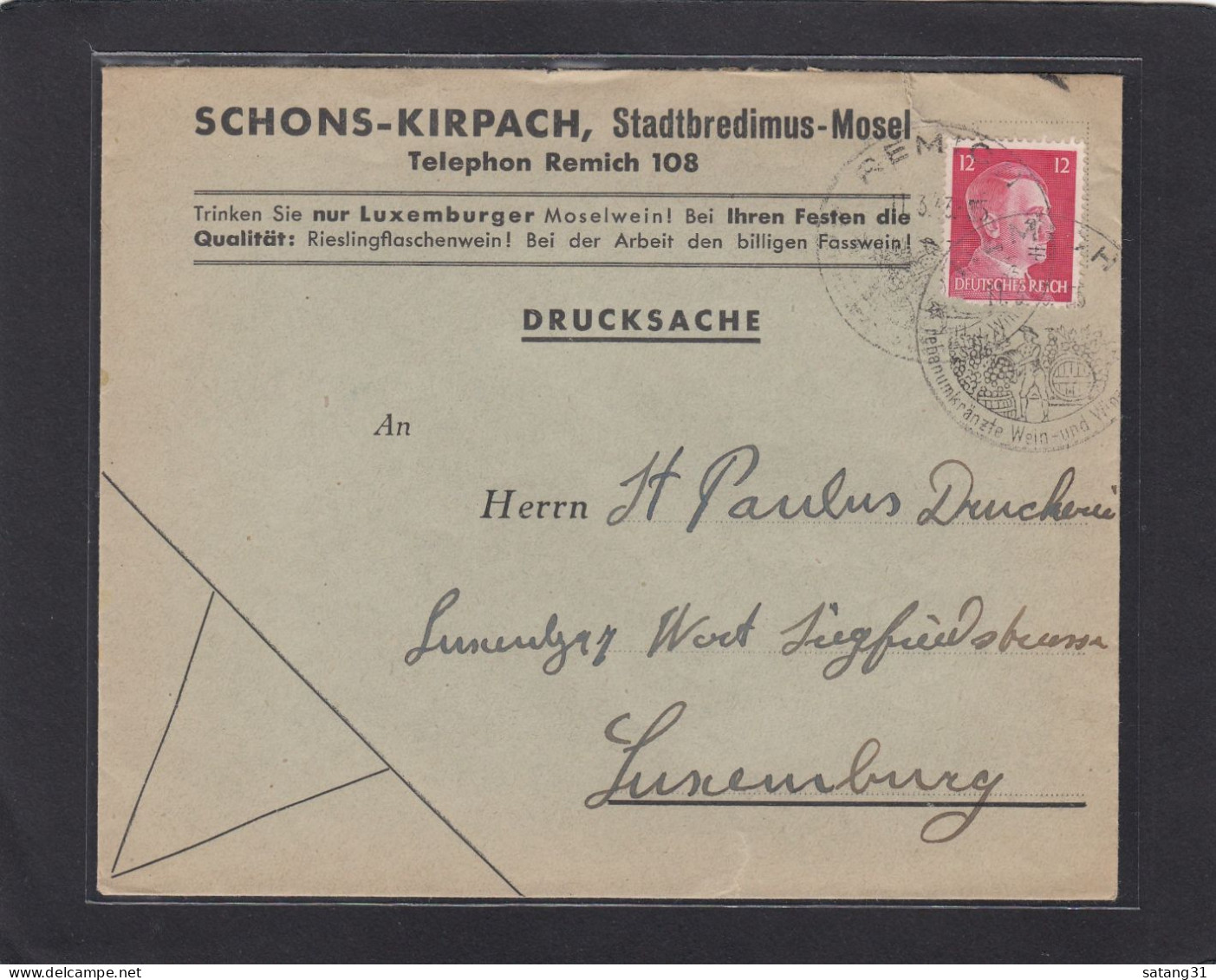 SCHONS - KIRPACH, STADTBREDIMUS. - 1940-1944 Deutsche Besatzung