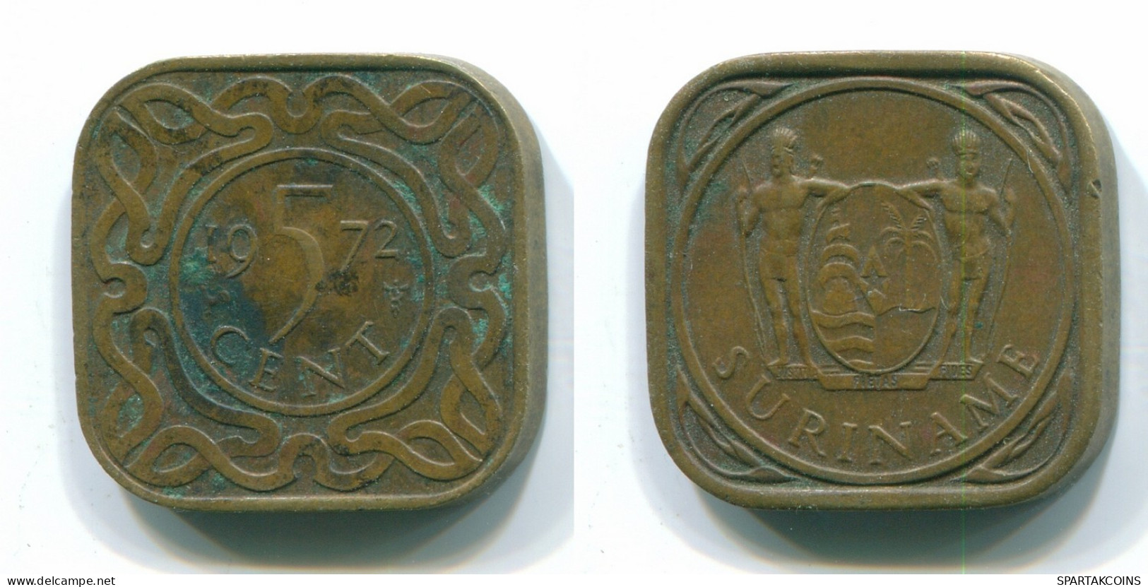 5 CENTS 1972 SURINAME Netherlands Nickel-Brass Colonial Coin #S12929.U.A - Surinam 1975 - ...