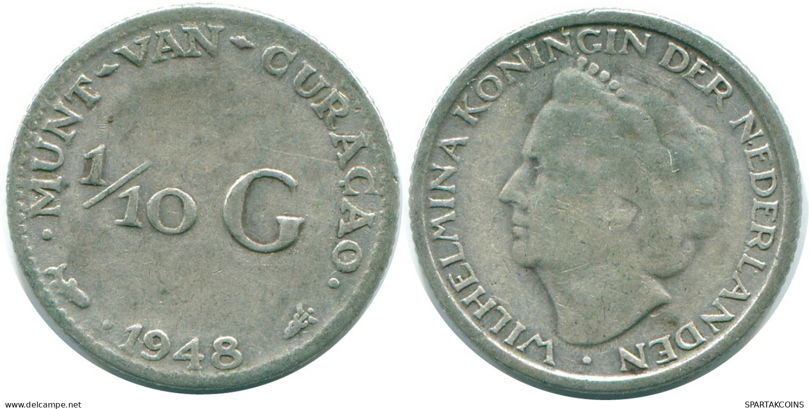 1/10 GULDEN 1948 CURACAO Netherlands SILVER Colonial Coin #NL11914.3.U.A - Curaçao