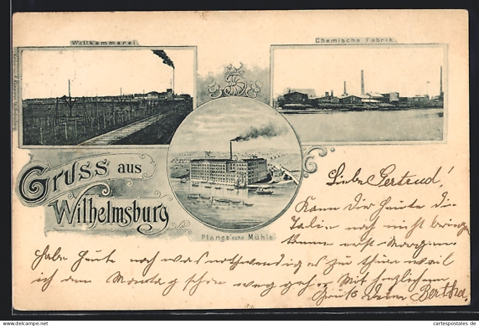 AK Wilhelmsburg / Harburg, Wollkämmerei, Chemische Fabrik, Plange`sche Mühle  - Harburg