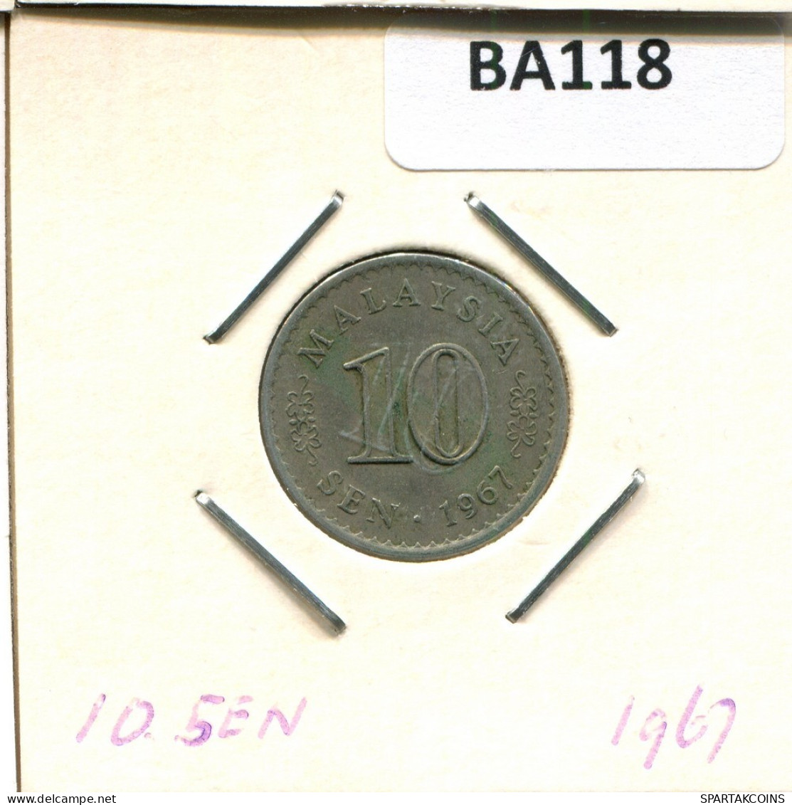10 SEN 1967 MALASIA MALAYSIA Moneda #BA118.E.A - Malaysie