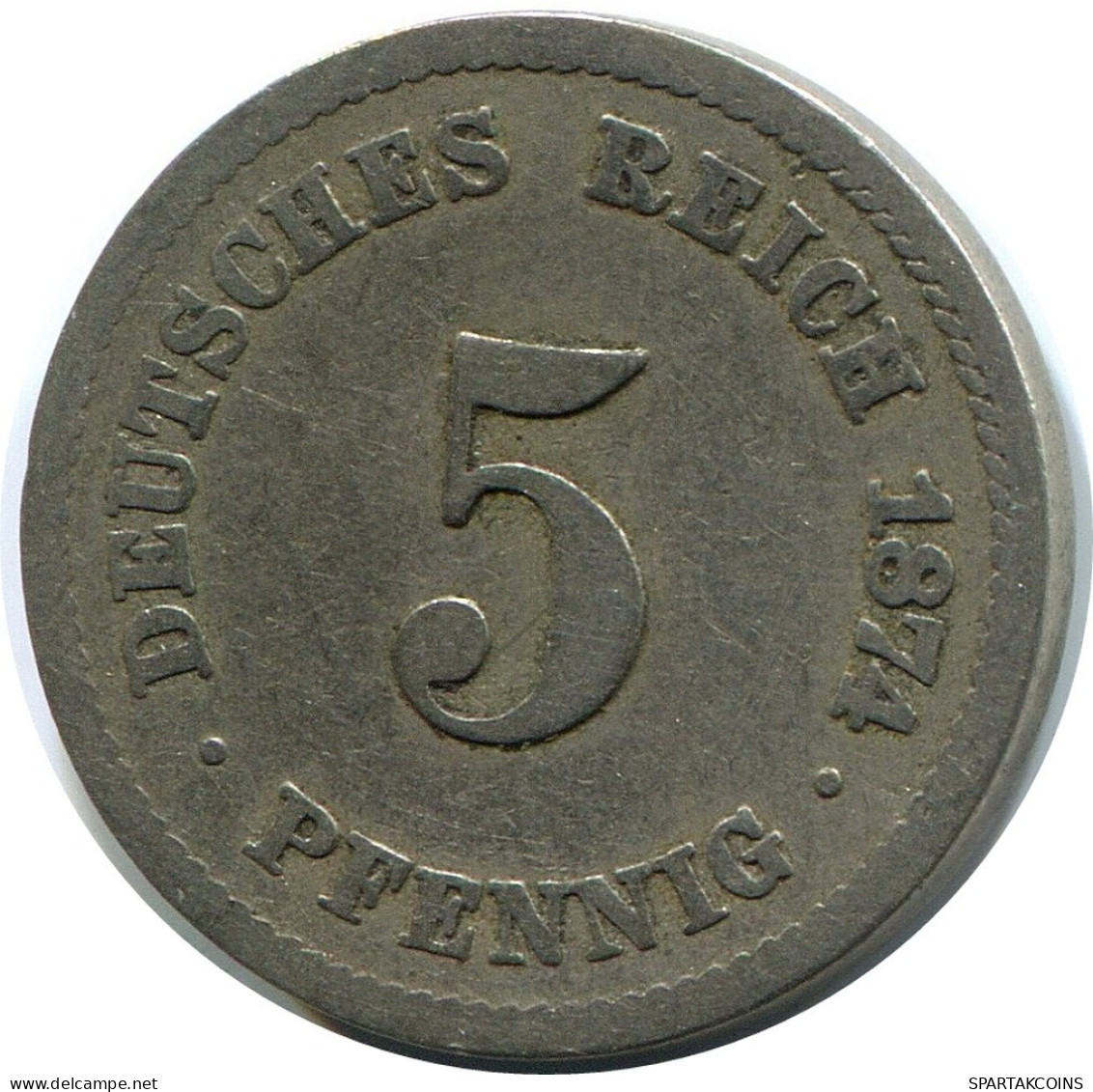 5 PFENNIG 1874 A DEUTSCHLAND Münze GERMANY #DB134.D.A - 5 Pfennig
