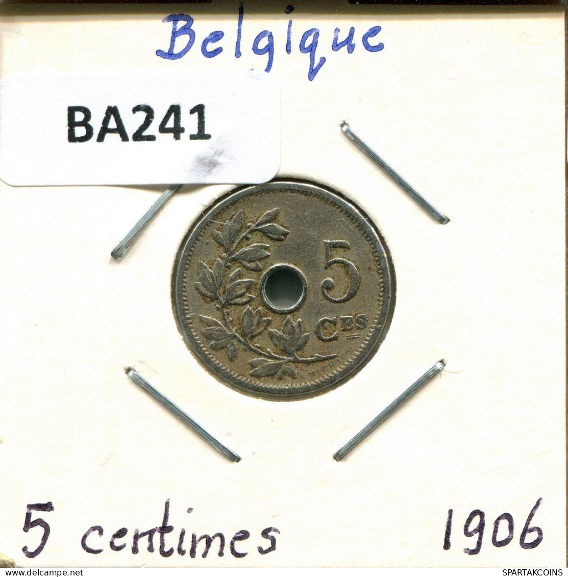 5 CENTIMES 1906 Französisch Text BELGIEN BELGIUM Münze #BA241.D.A - 5 Centimes