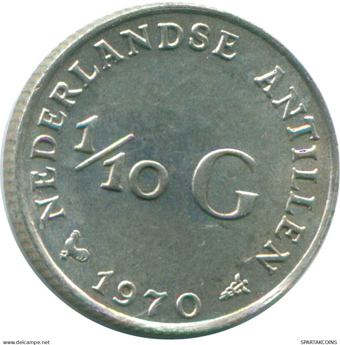 1/10 GULDEN 1970 ANTILLES NÉERLANDAISES ARGENT Colonial Pièce #NL13028.3.F.A - Antilles Néerlandaises
