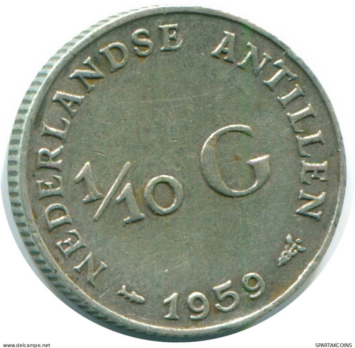 1/10 GULDEN 1959 ANTILLAS NEERLANDESAS PLATA Colonial Moneda #NL12211.3.E.A - Netherlands Antilles
