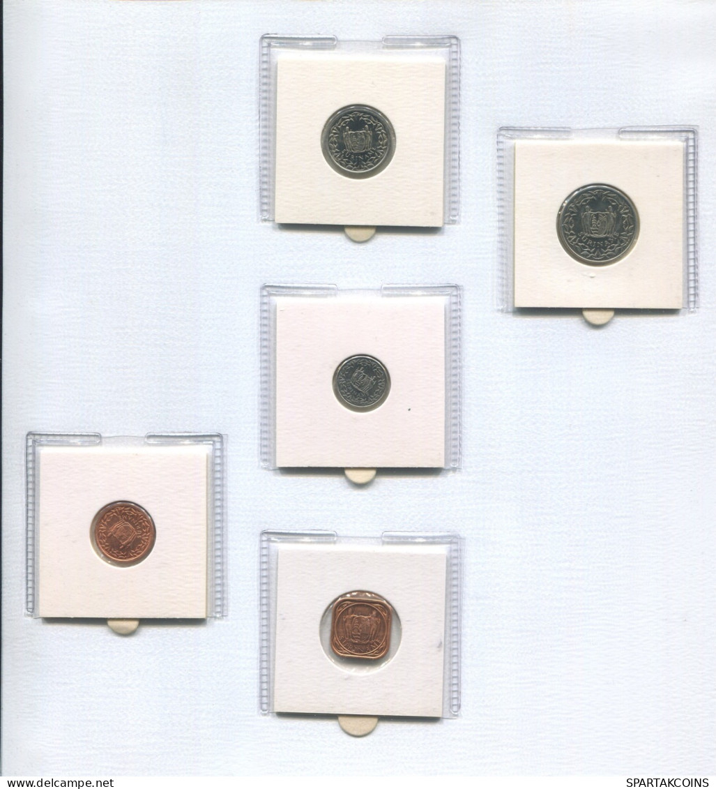 SURINAME 1987-1989 Coin SET 1. 5. 10. 25 CENT. 1 GULDEN UNC #SET1178.5.U.A - Surinam 1975 - ...