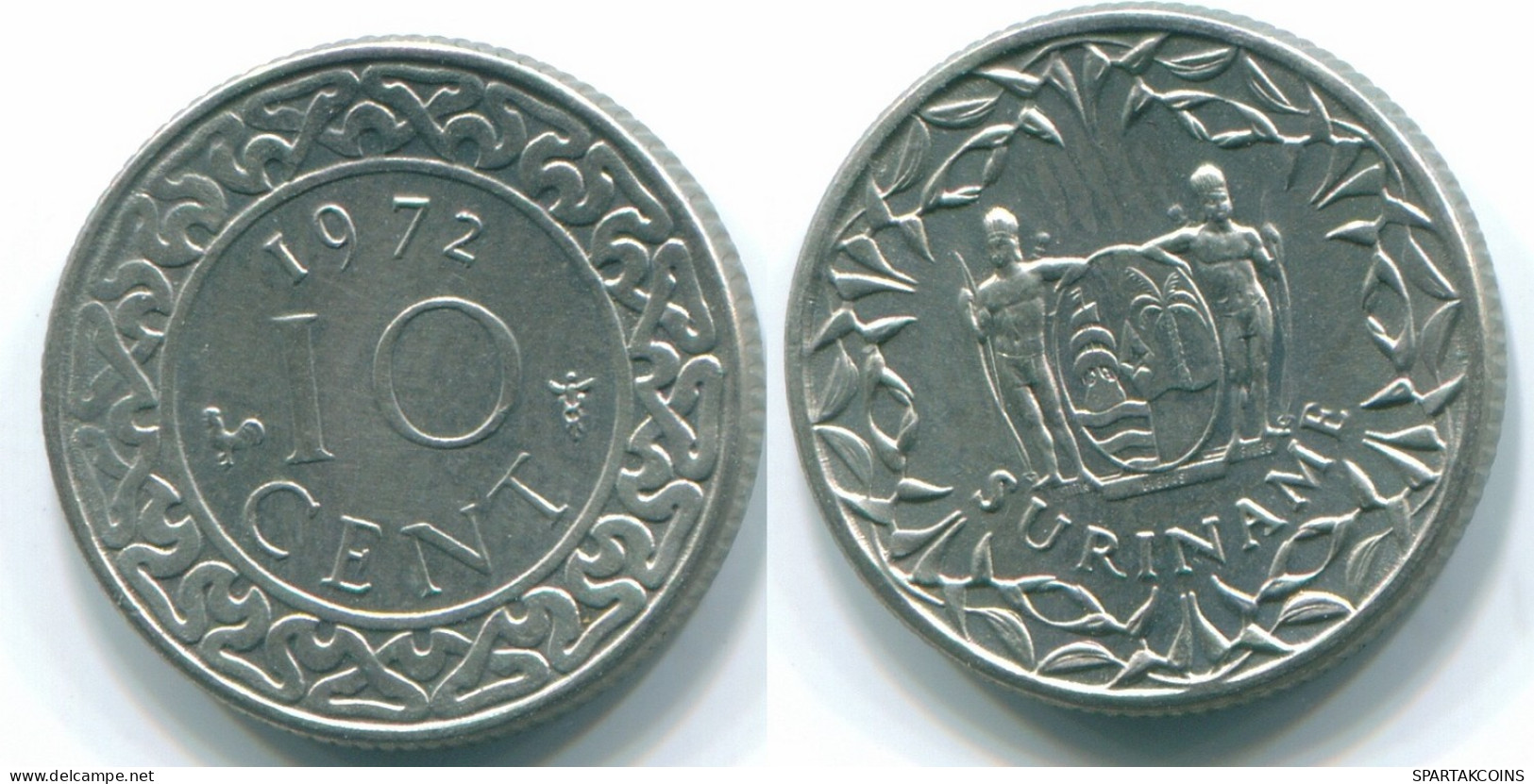 10 CENTS 1972 SURINAM NIEDERLANDE Nickel Koloniale Münze #S13275.D.A - Surinam 1975 - ...
